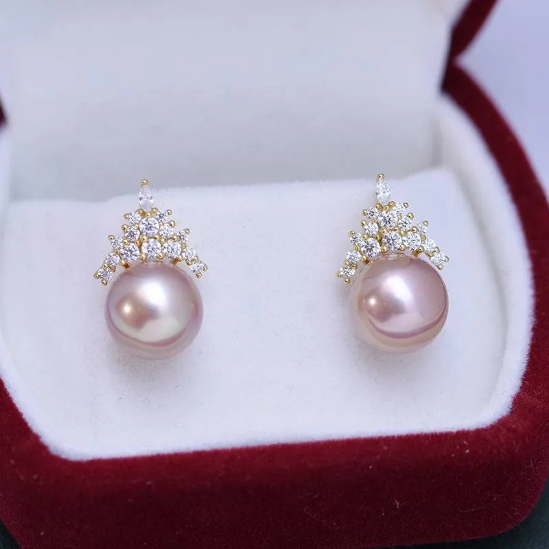 10-11mm Purple Pearl & Queen Earrings Necklace (Purchase Individually)