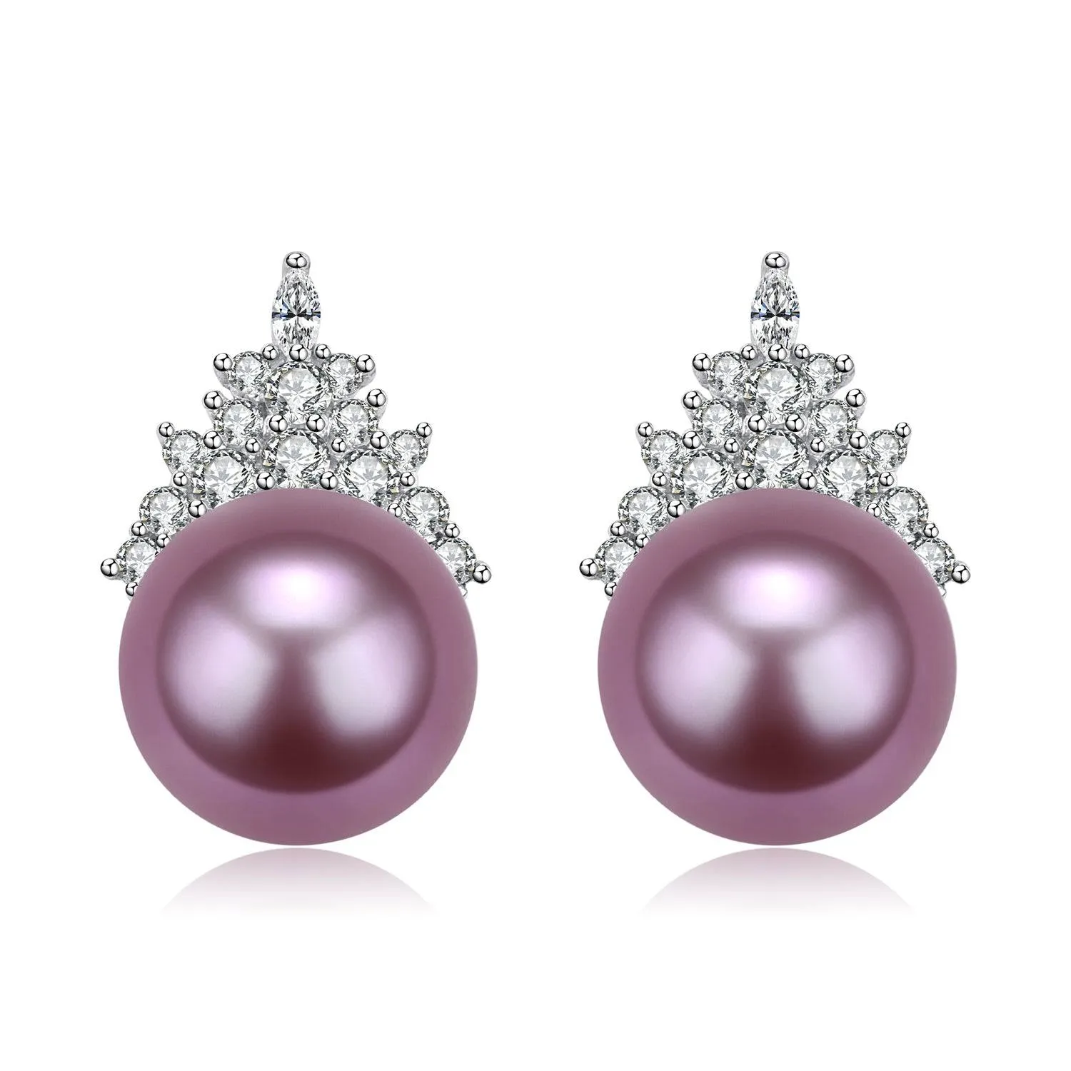 10-11mm Purple Pearl & Queen Earrings Necklace (Purchase Individually)