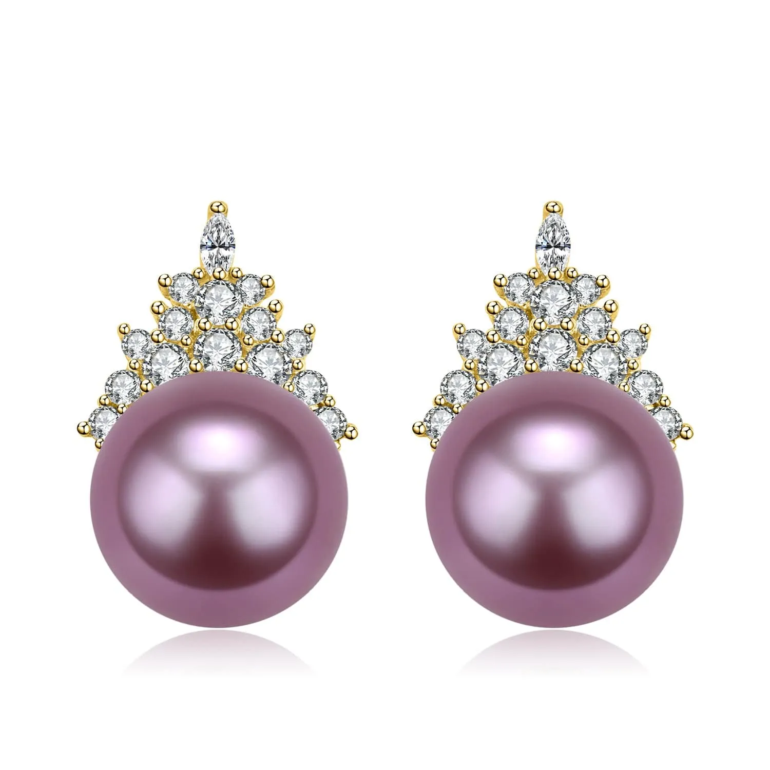10-11mm Purple Pearl & Queen Earrings Necklace (Purchase Individually)