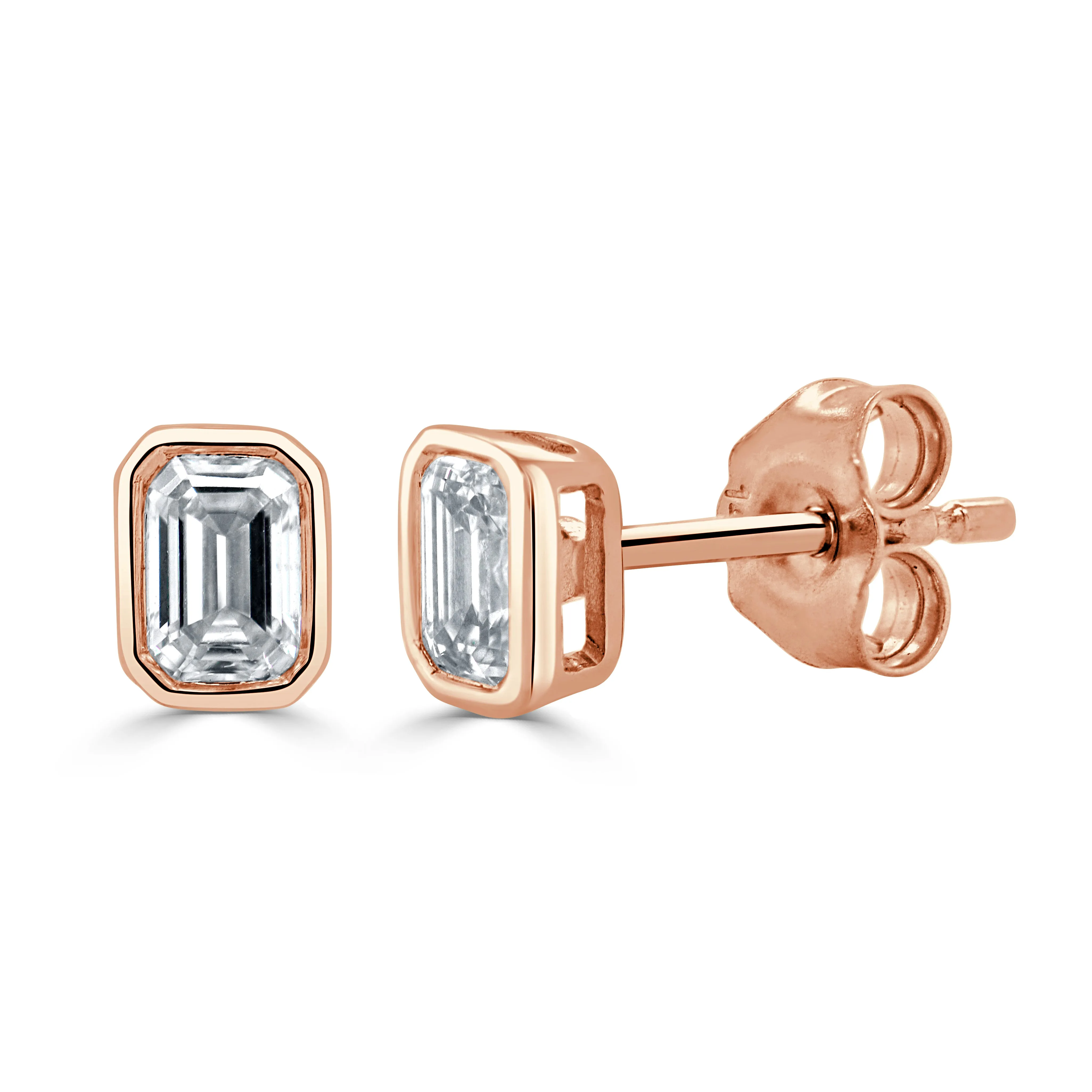 14K Gold & Emerald-Cut Diamond Stud Earrings - 0.49ct