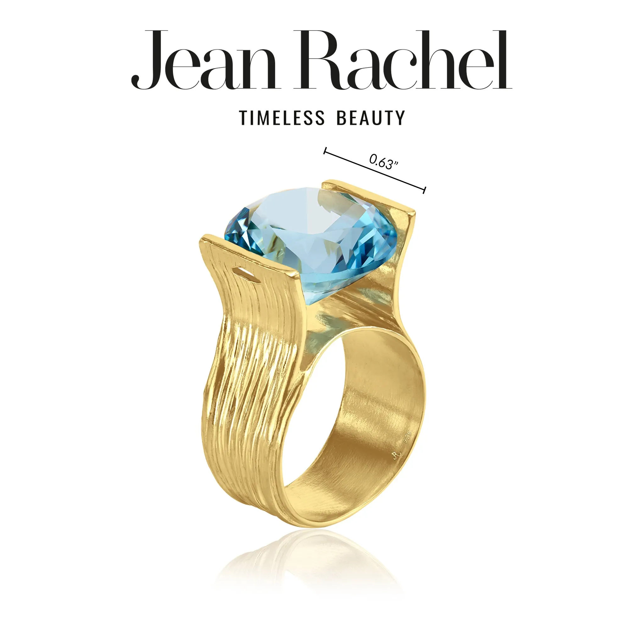 14K Gold Over Sterling Silver Aquamarine CZ Ring