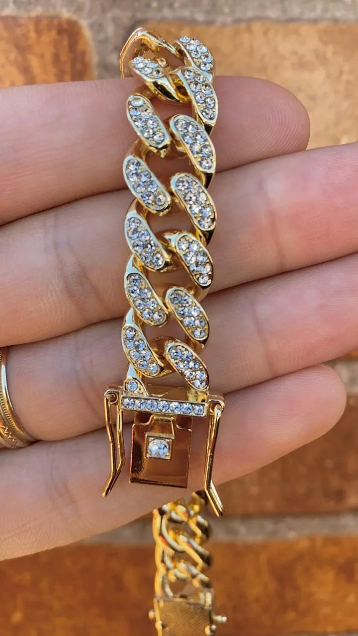 14K Gold Plated San Judas Bracelet for Mens CZ