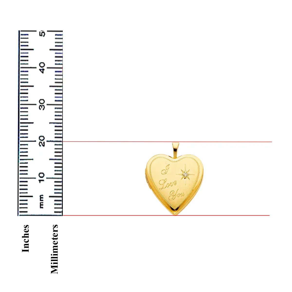 14K Yellow Gold Cubic Zirconia I Love you Heart Locket