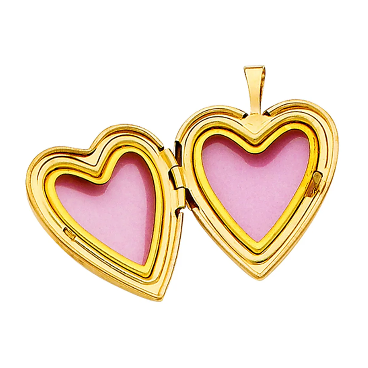 14K Yellow Gold Cubic Zirconia I Love you Heart Locket
