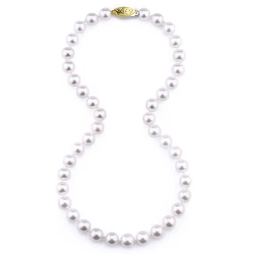 18 inch 7-7.5 mm Cultured Akoya Pearl Strand with 14K Yellow Clasp