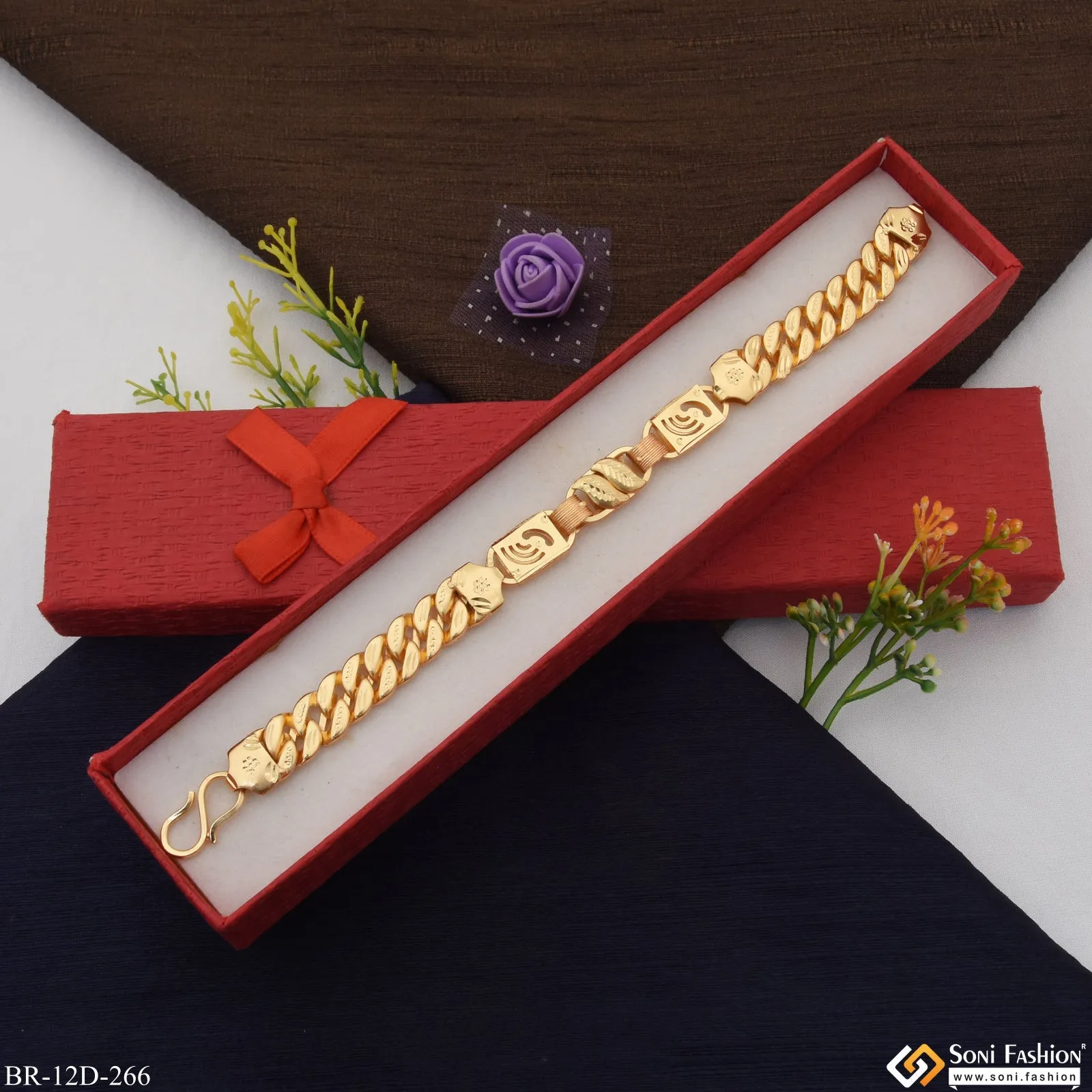 3 In 1 Superior Design Gold Plated Bracelet for Men - Style D266