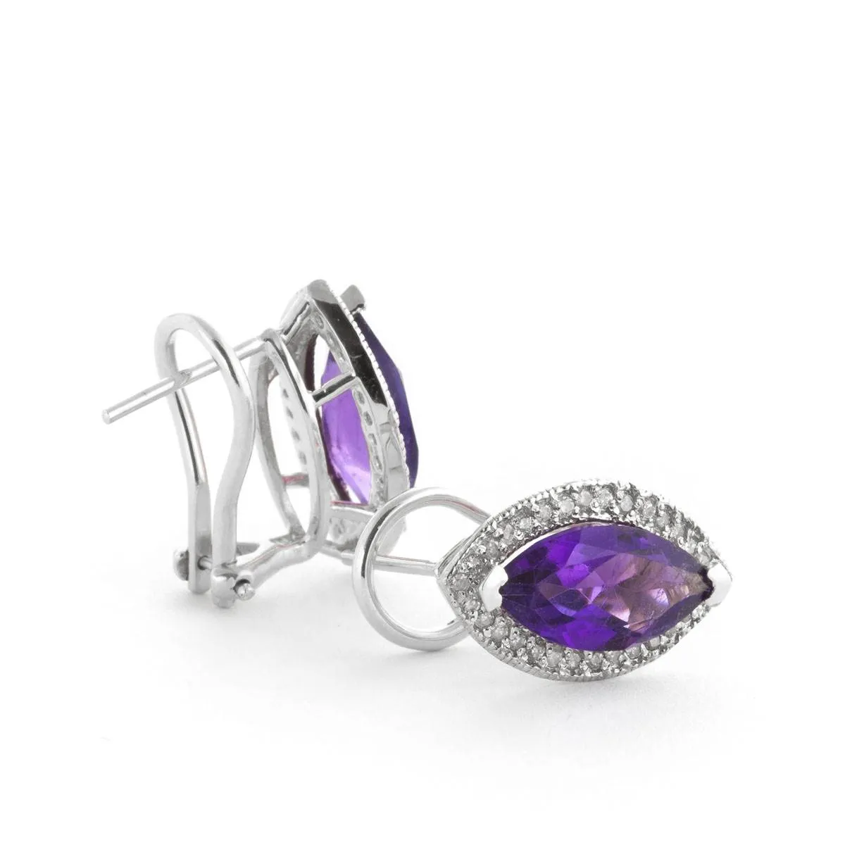 3.6 Carat 14K Solid White Gold Above All Else Amethyst Diamond Earrings