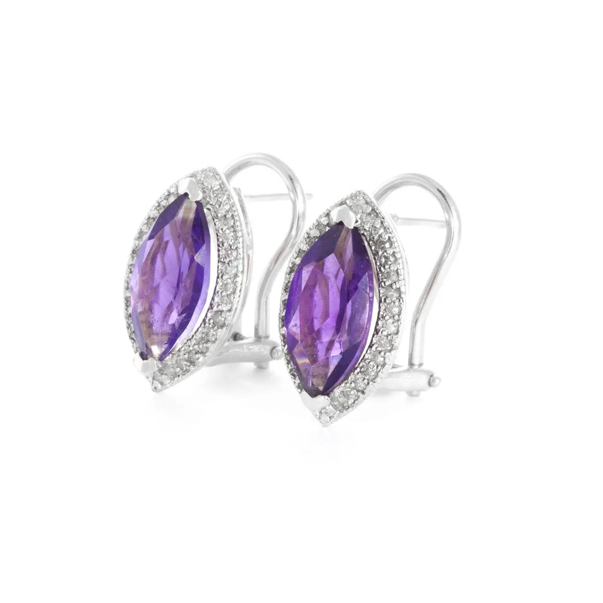 3.6 Carat 14K Solid White Gold Above All Else Amethyst Diamond Earrings