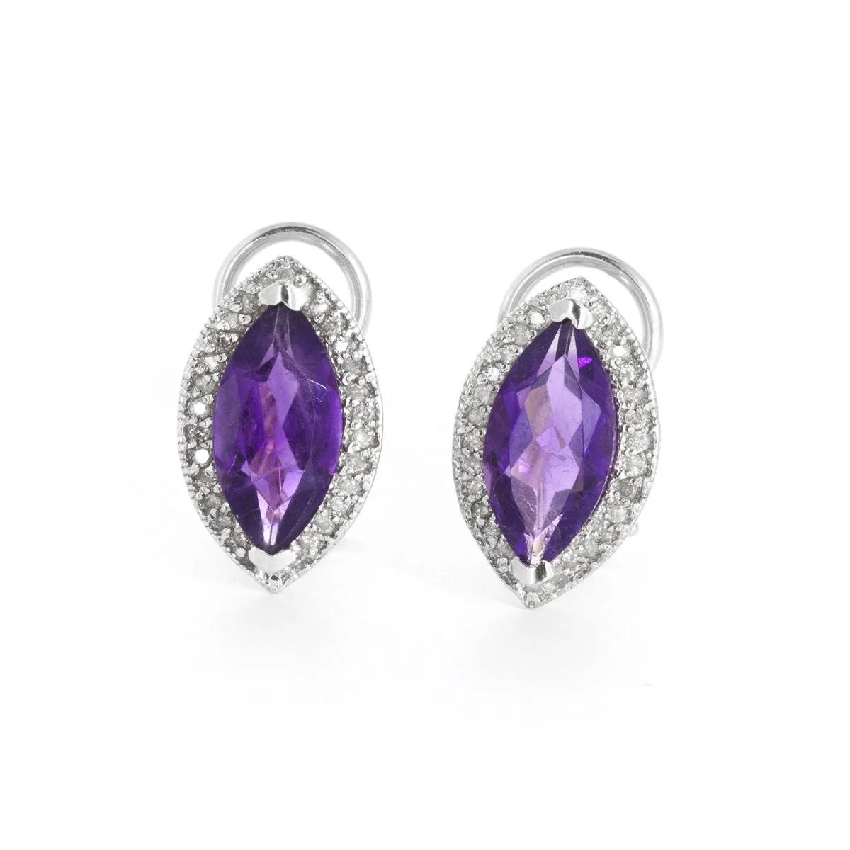 3.6 Carat 14K Solid White Gold Above All Else Amethyst Diamond Earrings