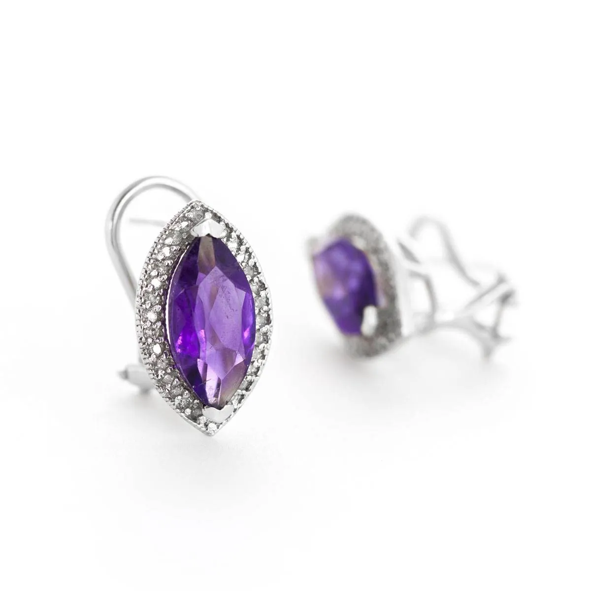 3.6 Carat 14K Solid White Gold Above All Else Amethyst Diamond Earrings