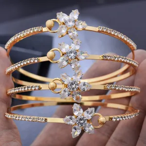 4pcs/lot African Bridal  Dubai Zircon Gold Color  wedding Bangles For Women