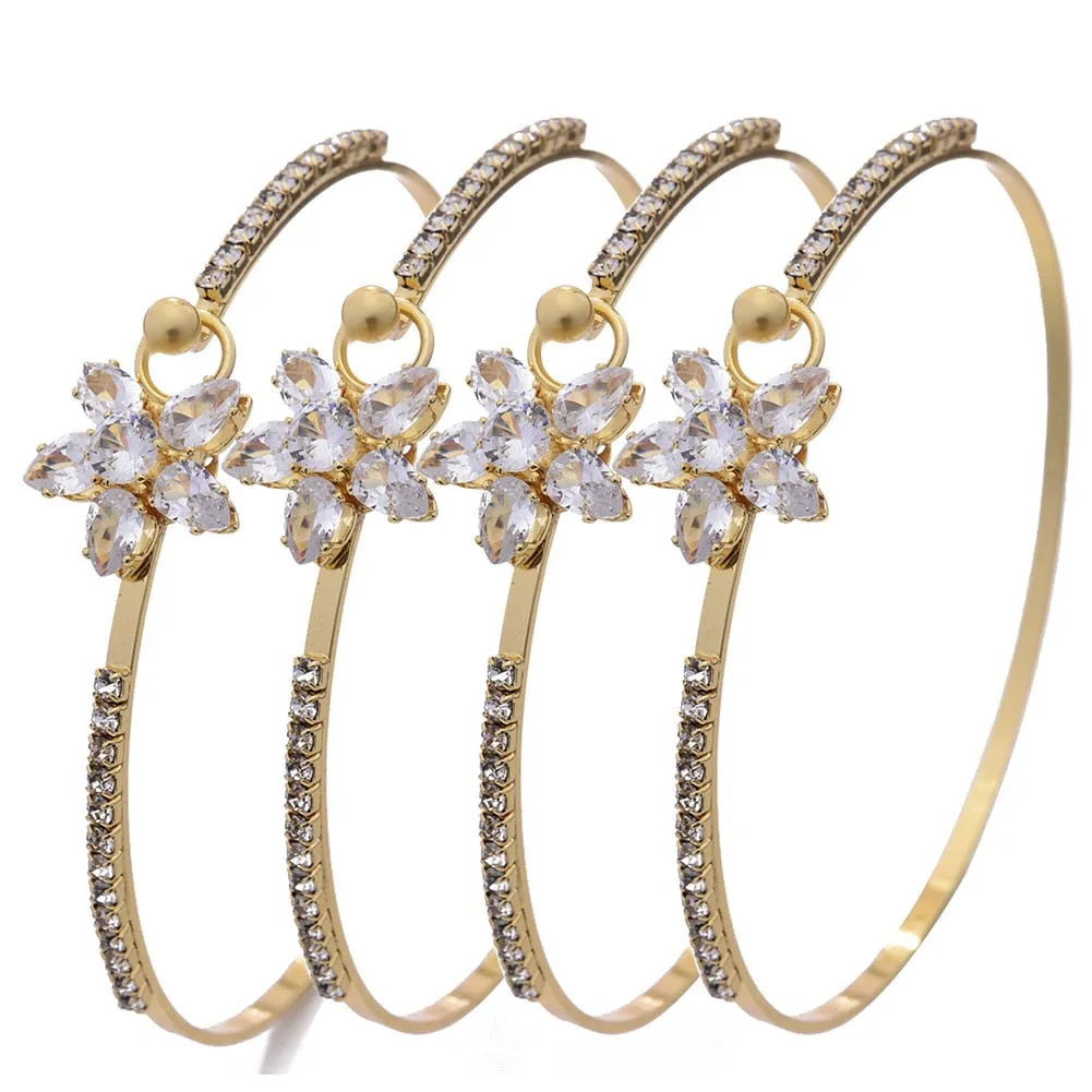 4pcs/lot African Bridal  Dubai Zircon Gold Color  wedding Bangles For Women