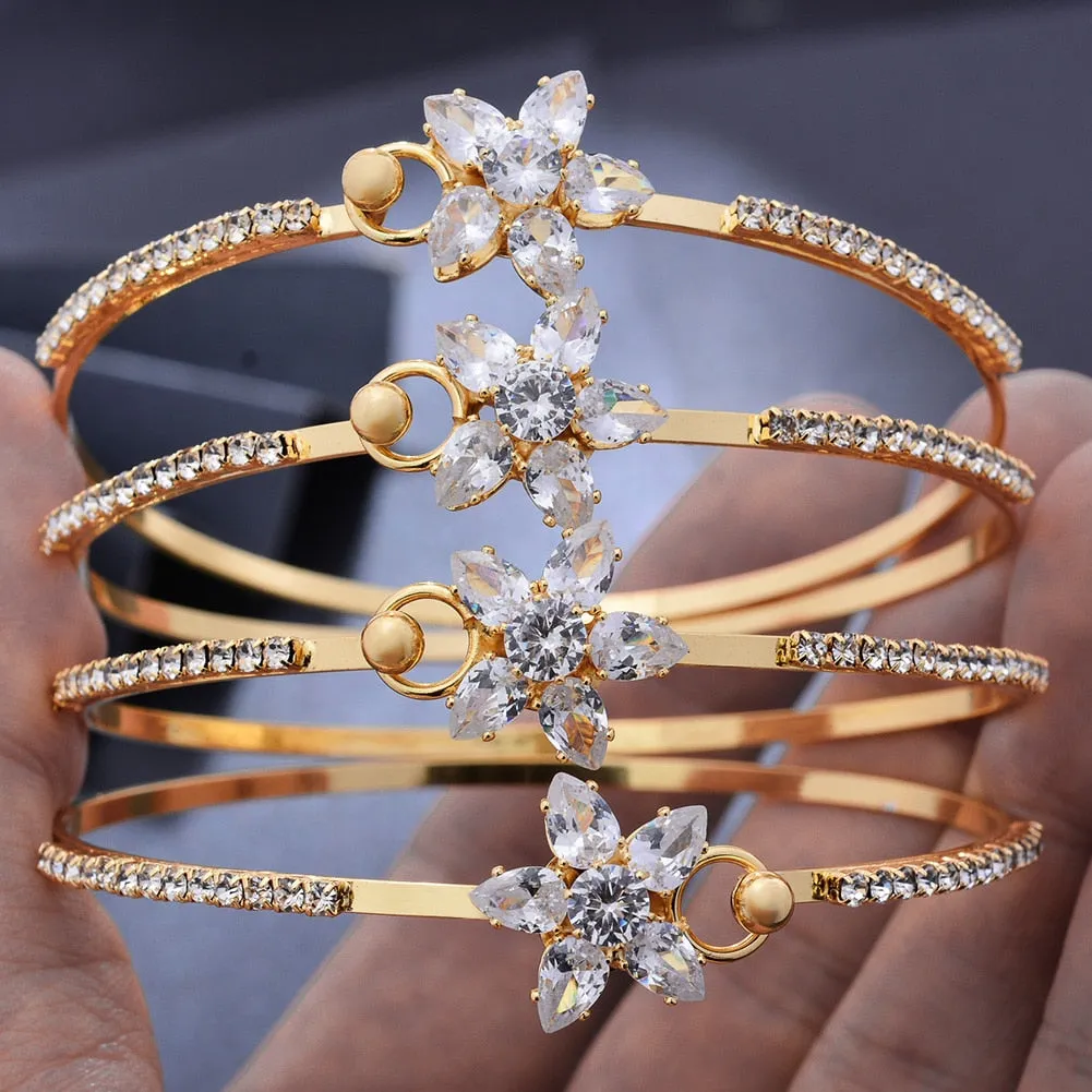 4pcs/lot African Bridal  Dubai Zircon Gold Color  wedding Bangles For Women