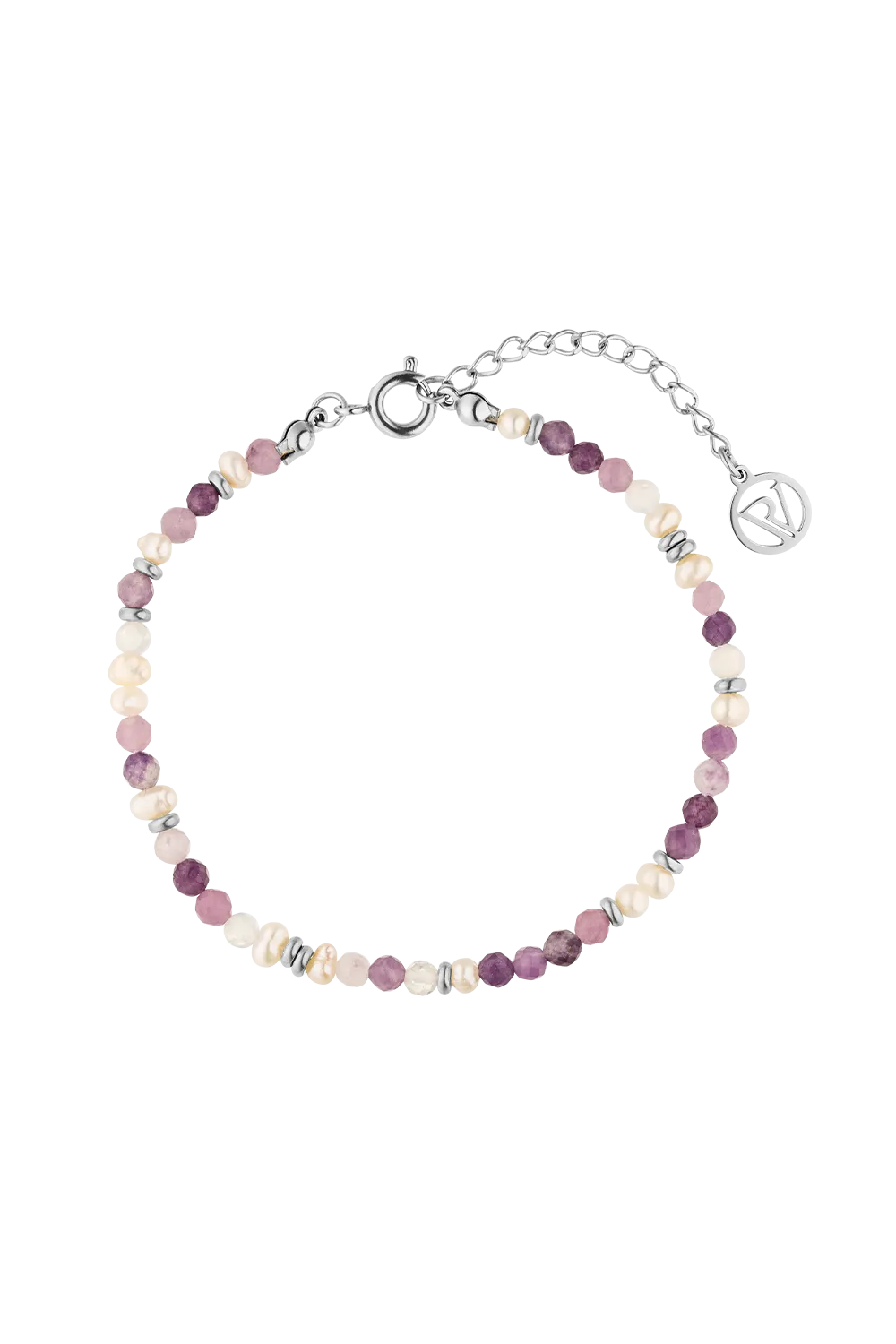 Amalfi Lilac Bead Bracelet Silver
