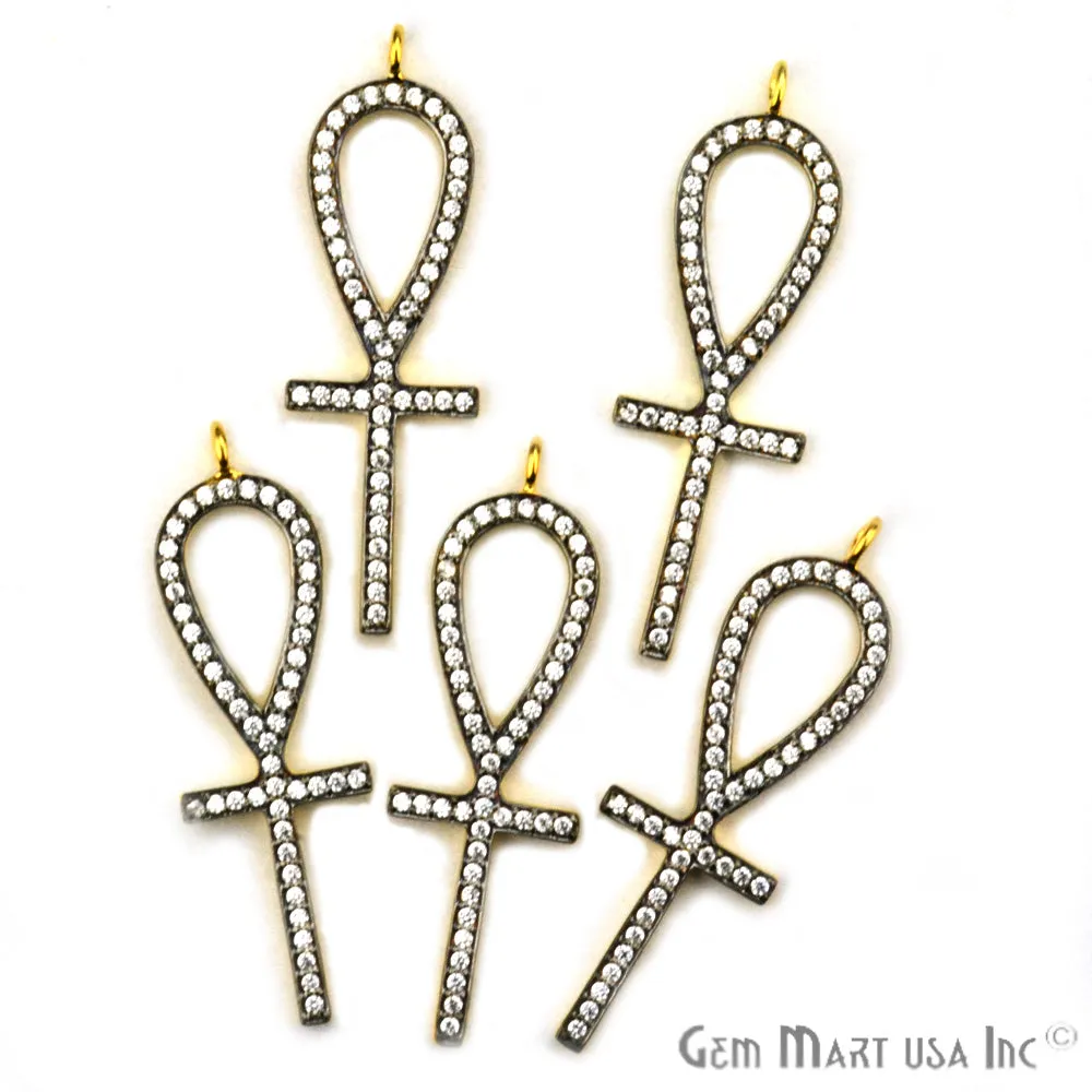 'Ankh Cross' CZ Pave Gold Vermeil Charm for Bracelet & Pendants