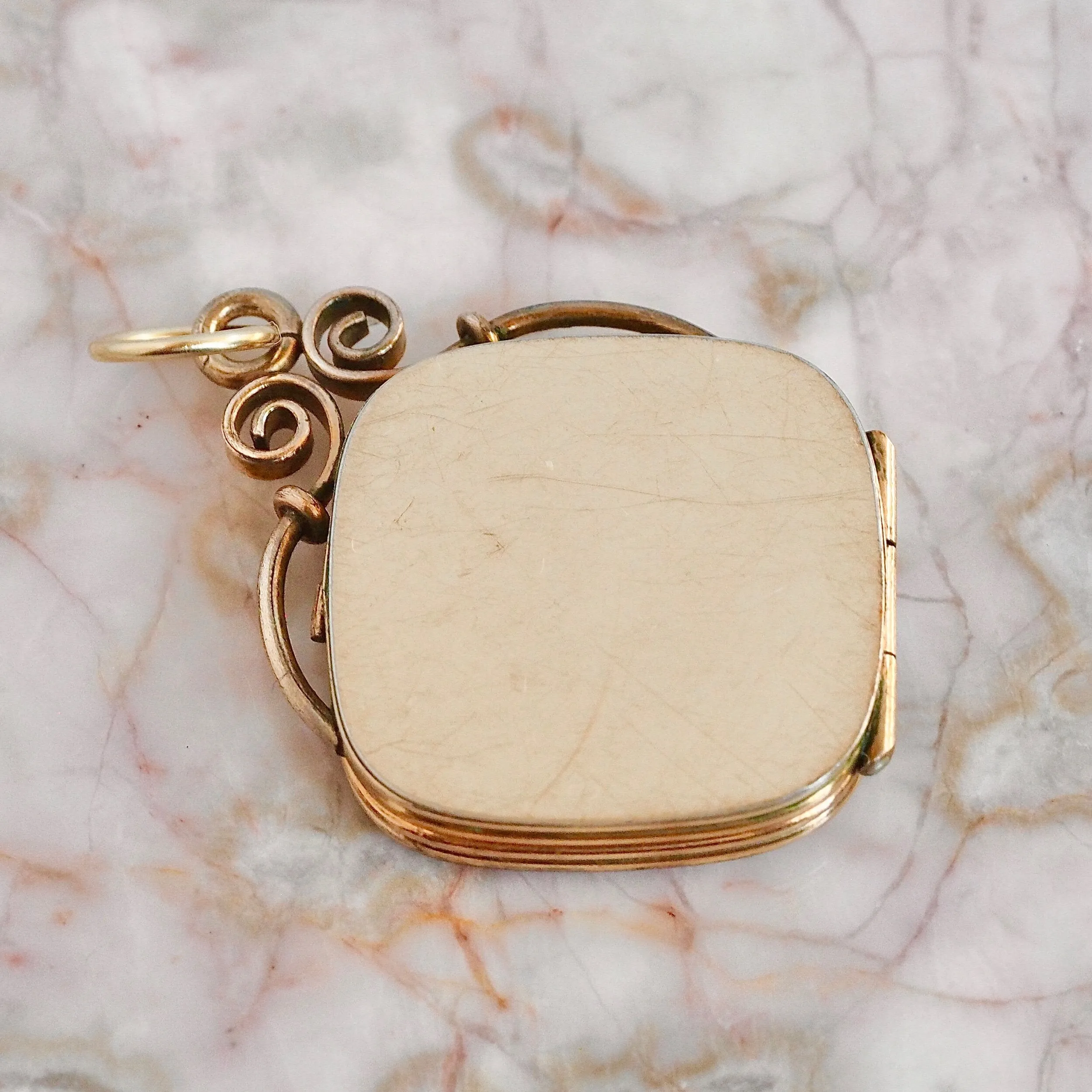 Antique Victorian Gold Back & Front Seed Pearl and Natural Opal Locket