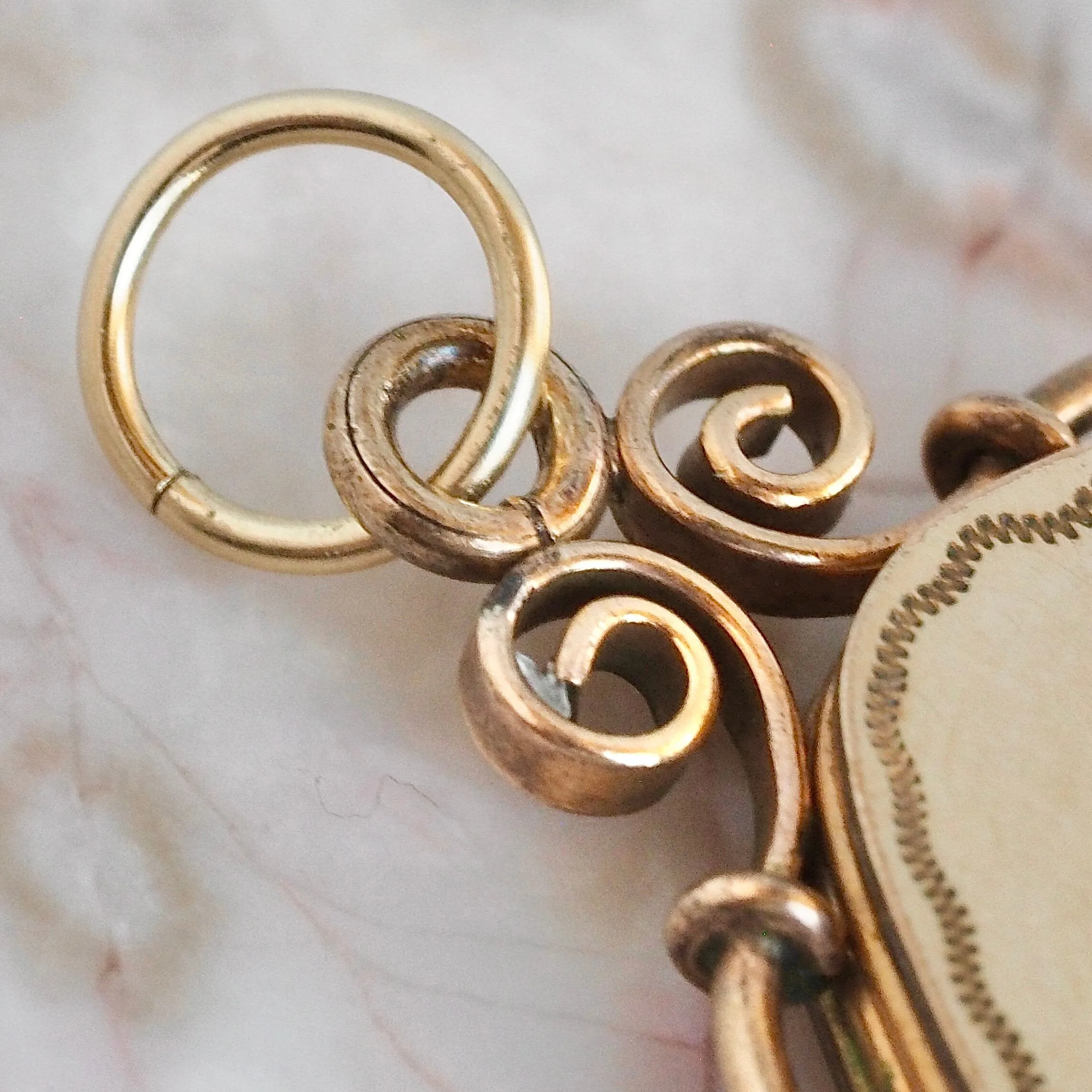 Antique Victorian Gold Back & Front Seed Pearl and Natural Opal Locket
