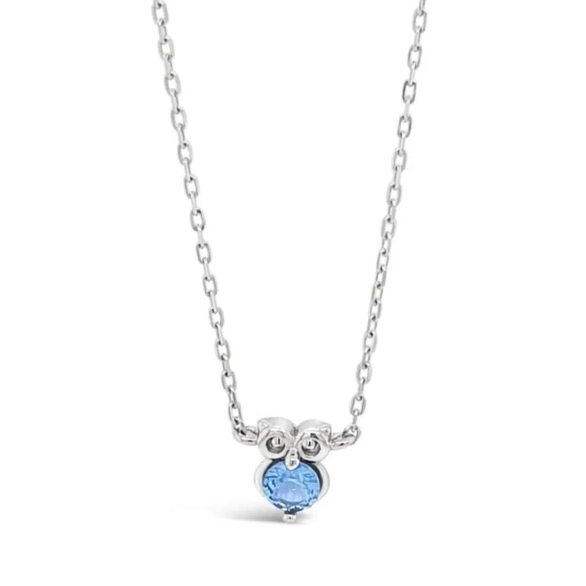 Aquamarine Owl Children Sterling Silver Pendant