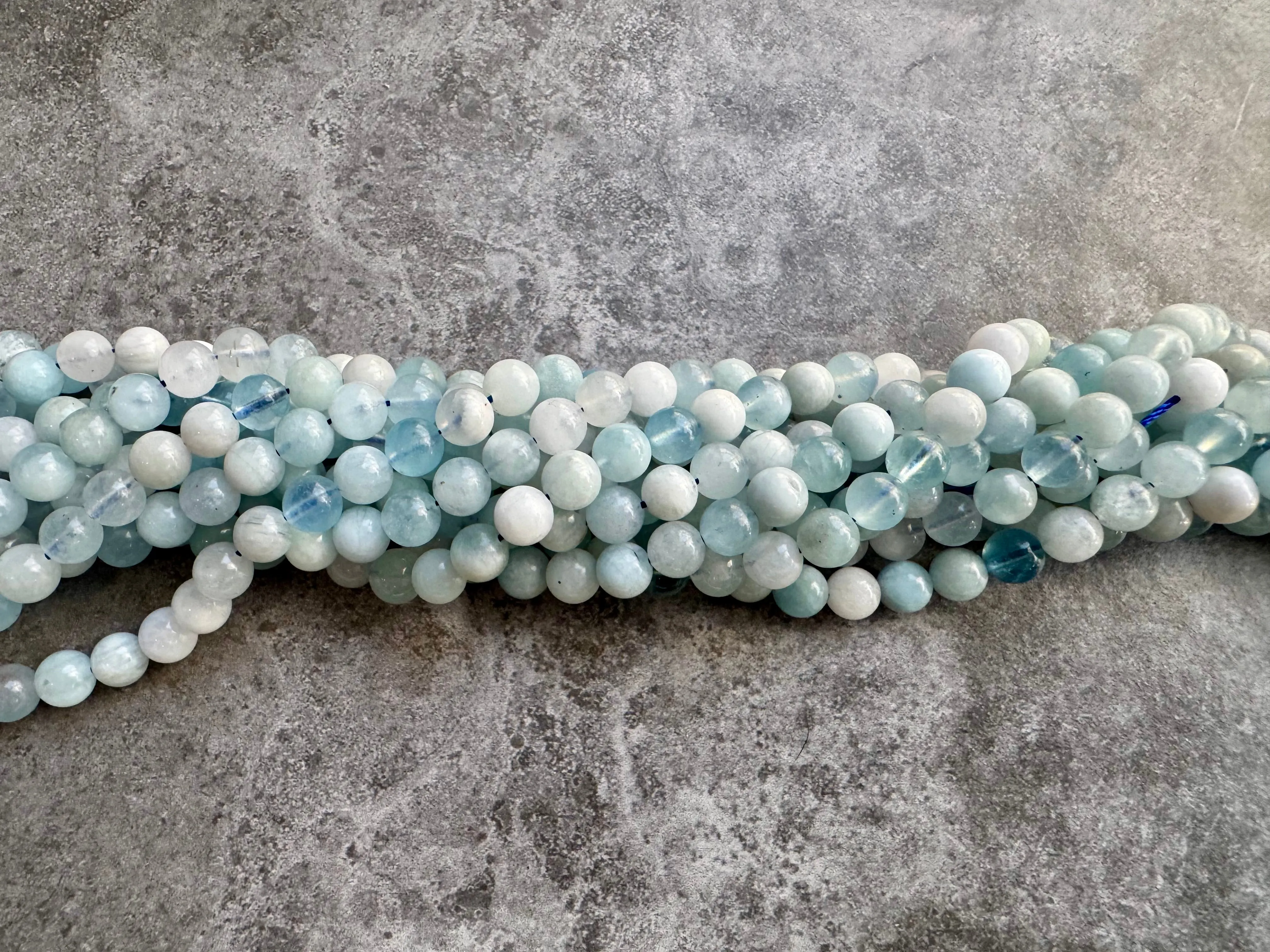 Aquamarine | Round Beads | Mixed Colour | 6mm