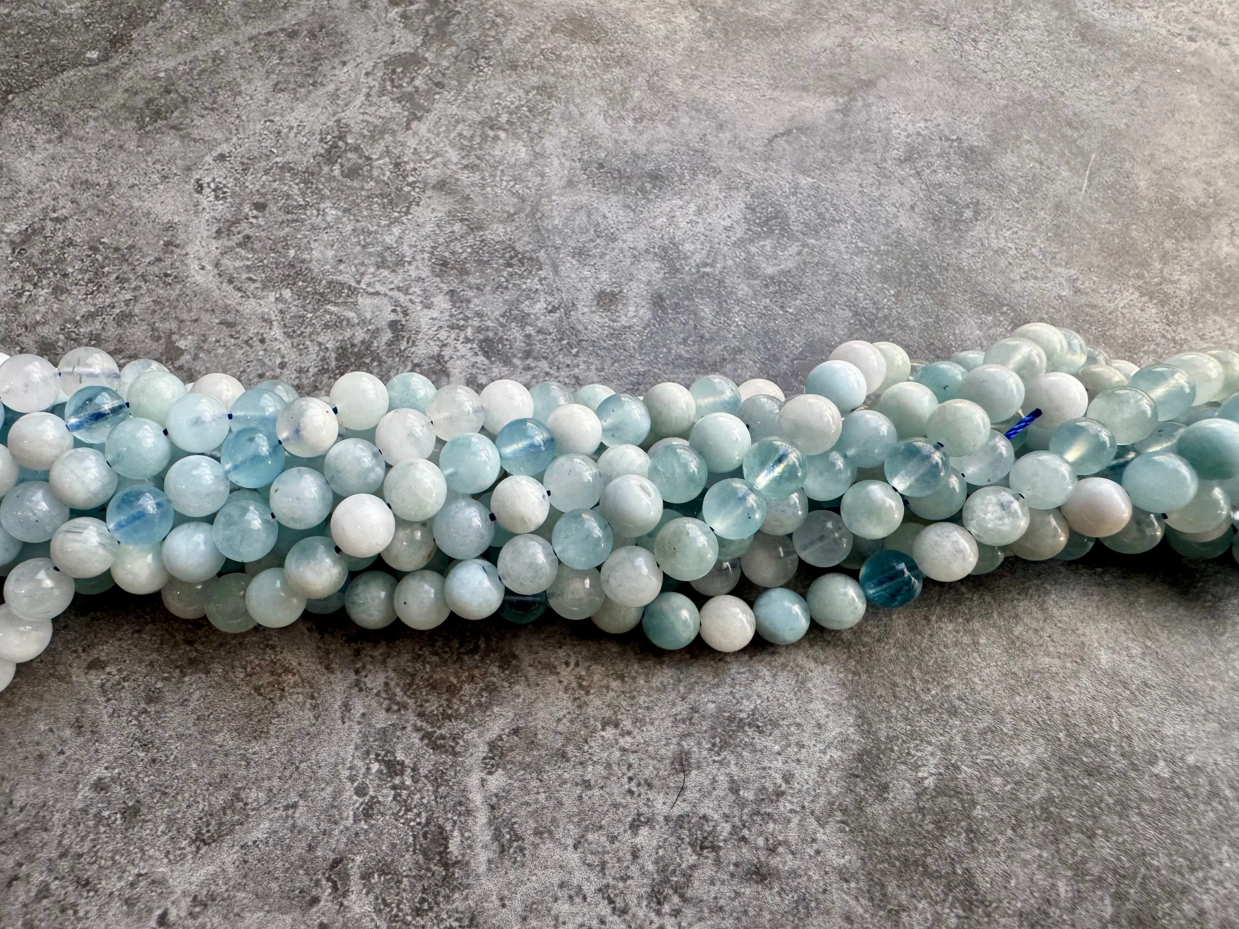 Aquamarine | Round Beads | Mixed Colour | 6mm