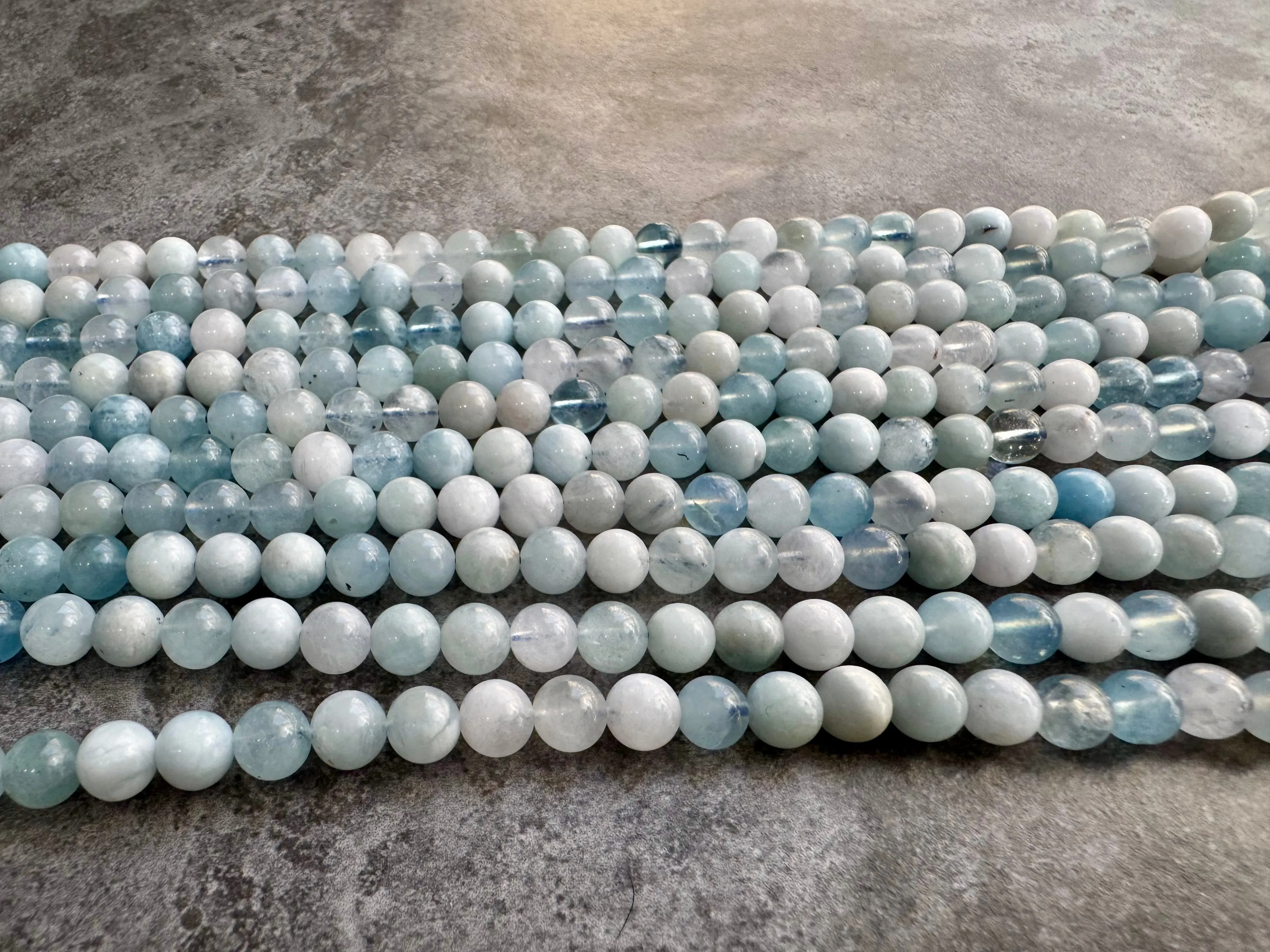 Aquamarine | Round Beads | Mixed Colour | 6mm