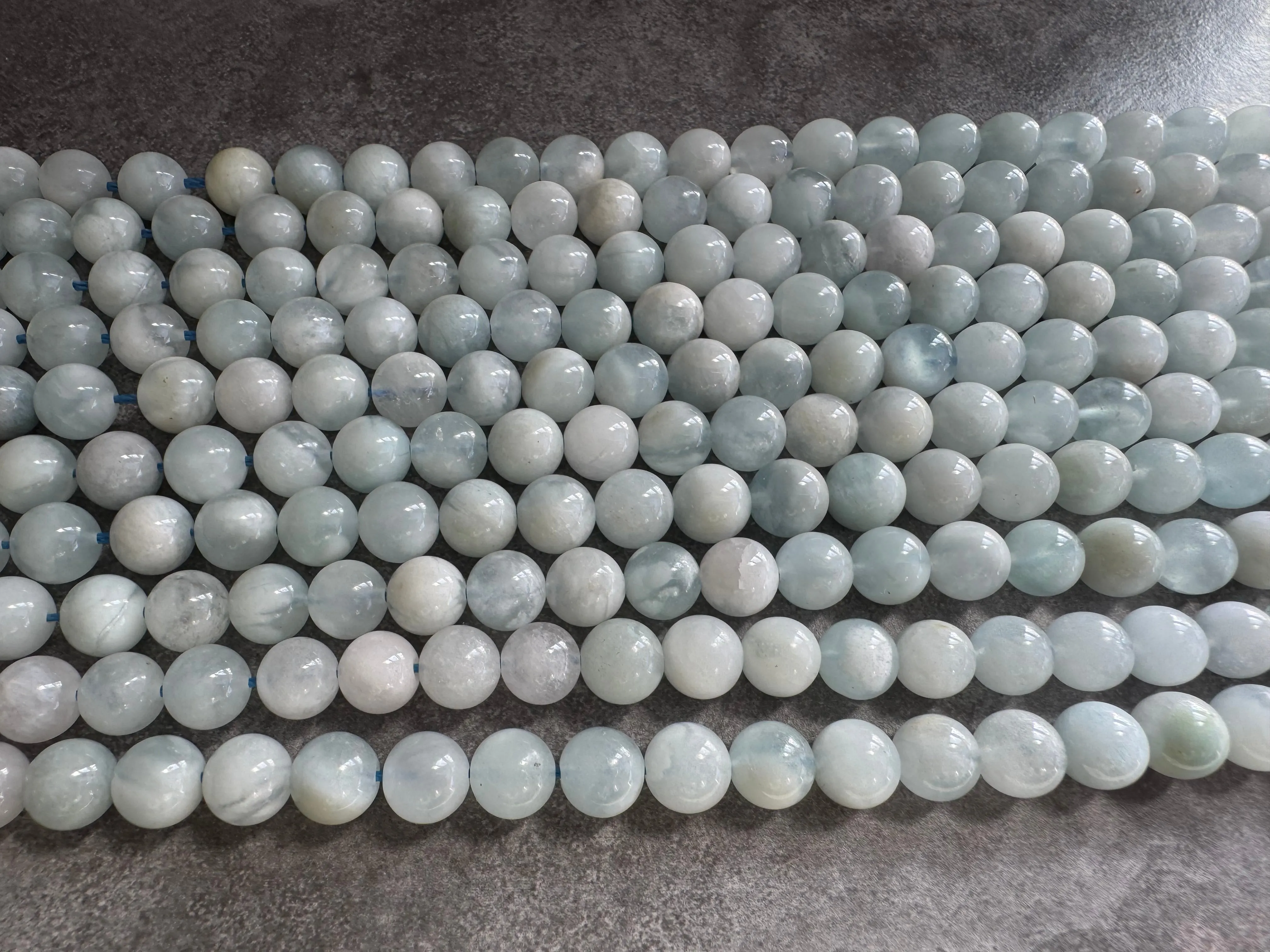 Aquamarine | Round Beads | Mixed Pale Colour | 8mm