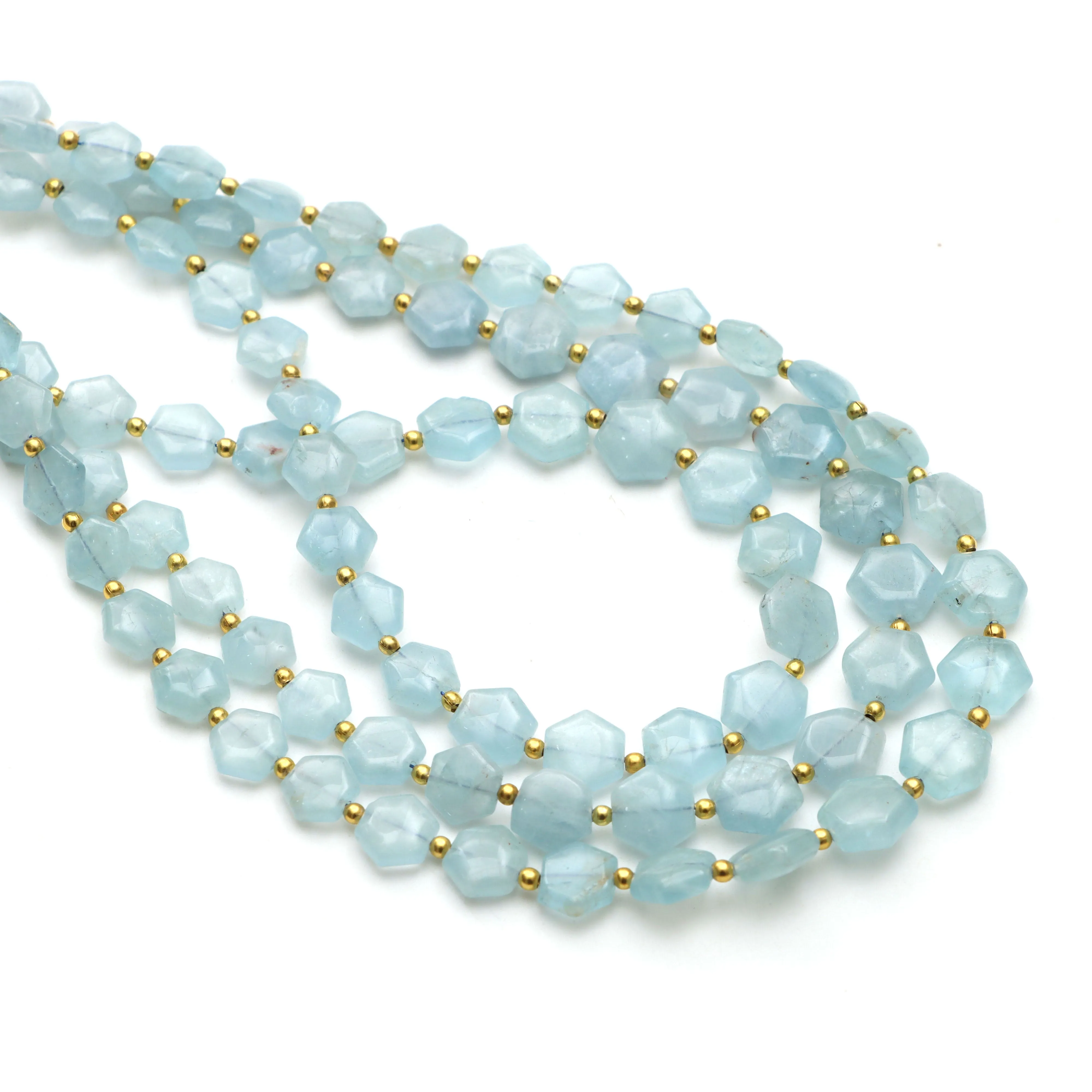 Aquamarine Smooth Hexagon Beads, 6x6.5 mm To 8x9 mm, Aquamarine Jewelry Making Beads, Aquamarine Beads, 18 Inchl Strand, Price Per Strand