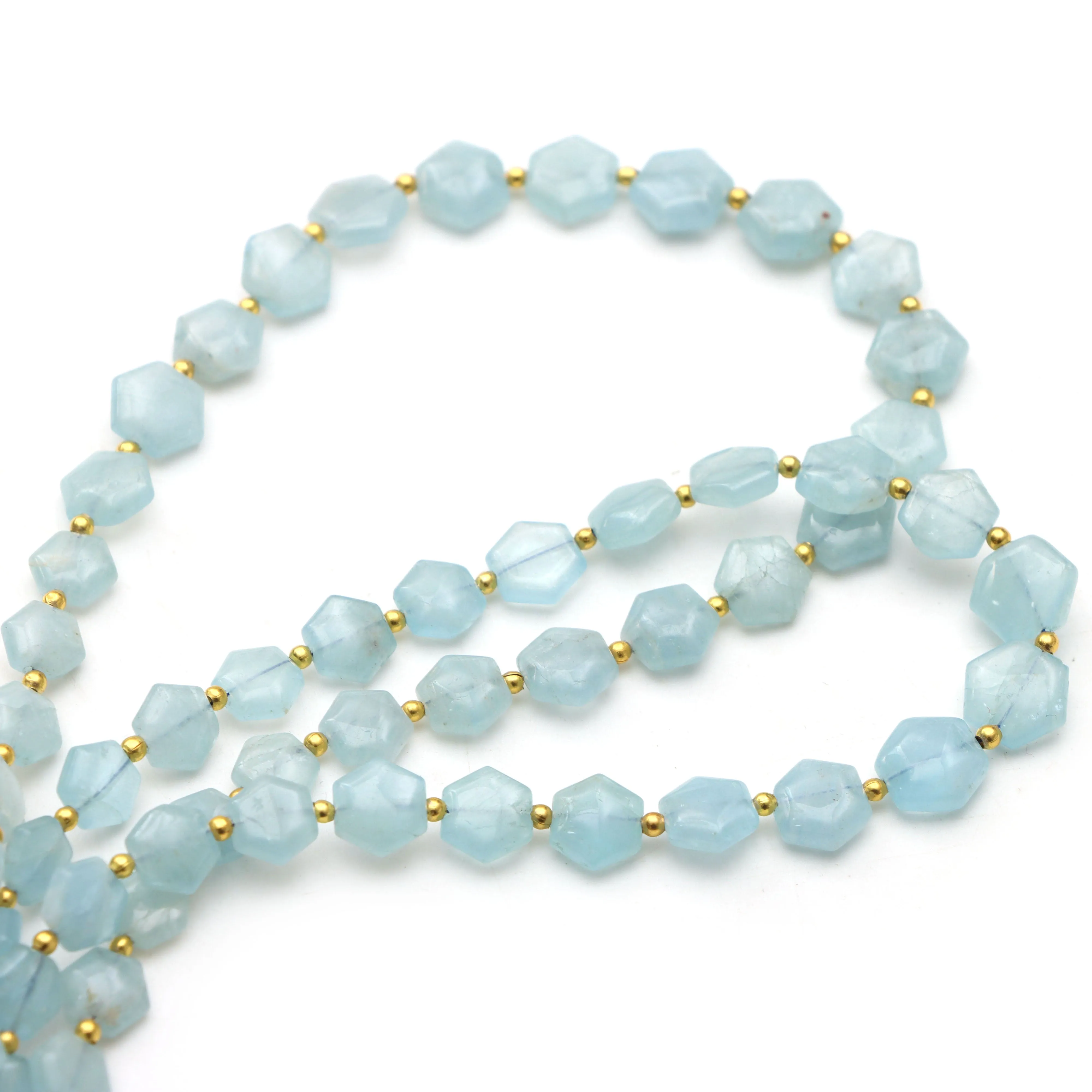 Aquamarine Smooth Hexagon Beads, 6x6.5 mm To 8x9 mm, Aquamarine Jewelry Making Beads, Aquamarine Beads, 18 Inchl Strand, Price Per Strand