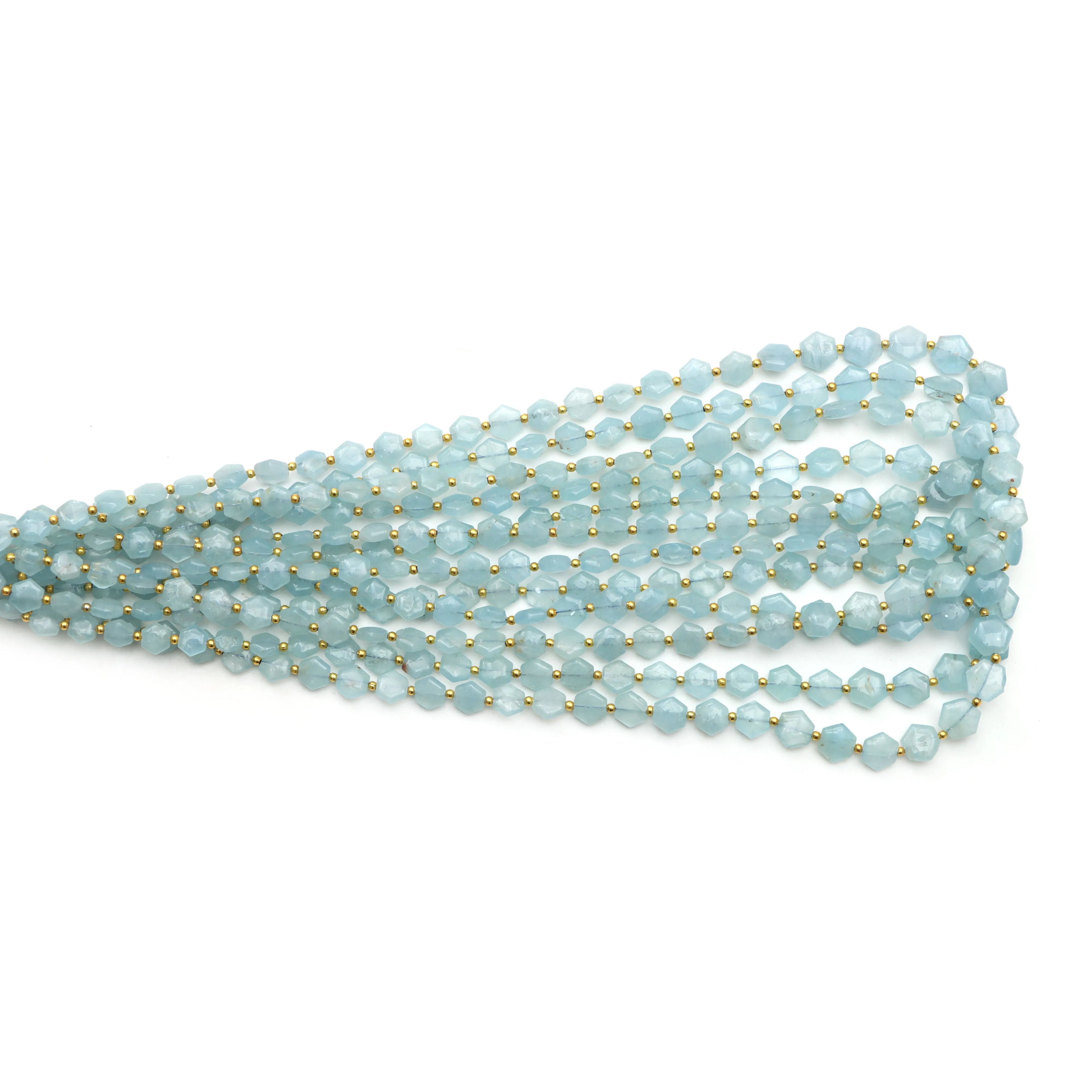 Aquamarine Smooth Hexagon Beads, 6x6.5 mm To 8x9 mm, Aquamarine Jewelry Making Beads, Aquamarine Beads, 18 Inchl Strand, Price Per Strand