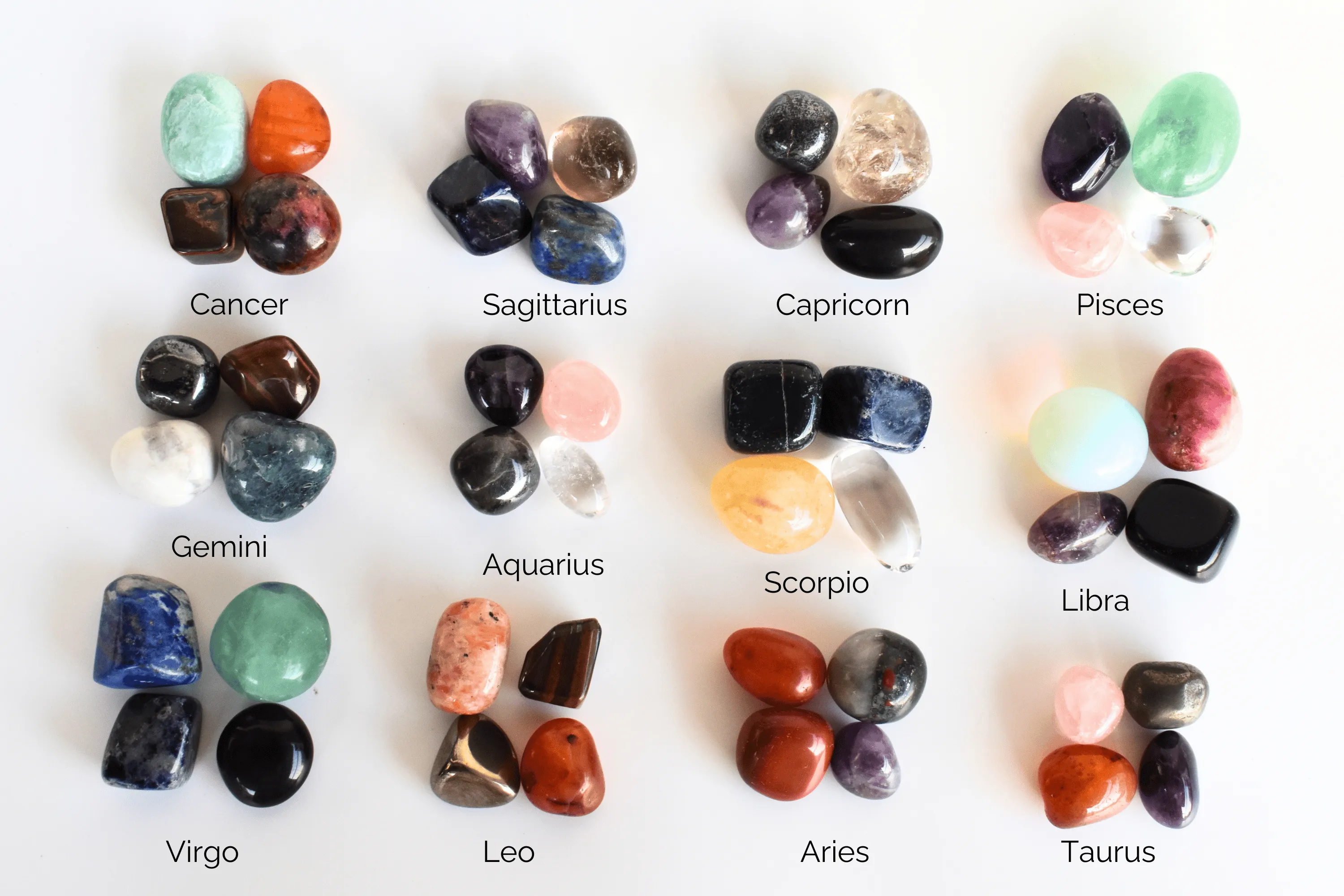 AQUARIUS Zodiac Crystal Kit, Aquarius Birthstones Tumbled Stones Set, Aquarius Gifts