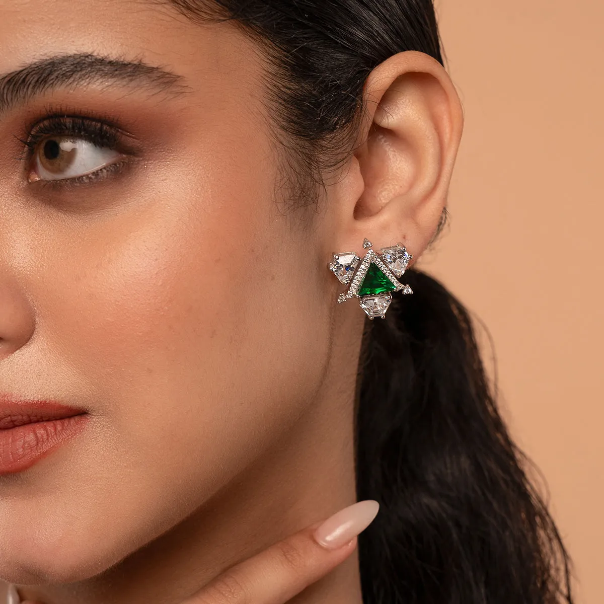 Atlantis 925 Silver Emerald Hydro Earrings