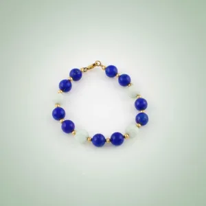 Bracelet of white Jade and Lapiz Lazuli