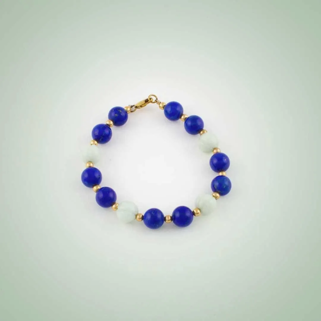 Bracelet of white Jade and Lapiz Lazuli