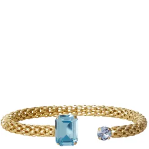 Caroline Svedbom Gold Daria Rope Bangle - Aquamarine Light Sapphire