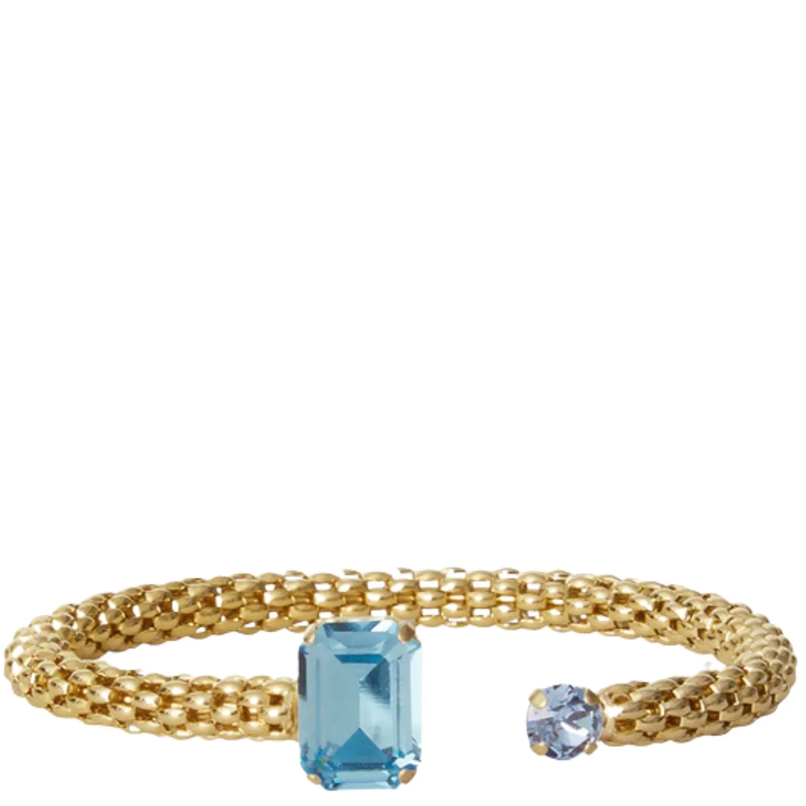 Caroline Svedbom Gold Daria Rope Bangle - Aquamarine Light Sapphire