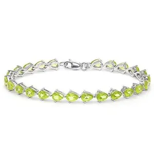 CHARMING !   10 CARAT (24 PCS) PEAR SHAPE PERIDOT   925 STERLING SILVER BRACELET