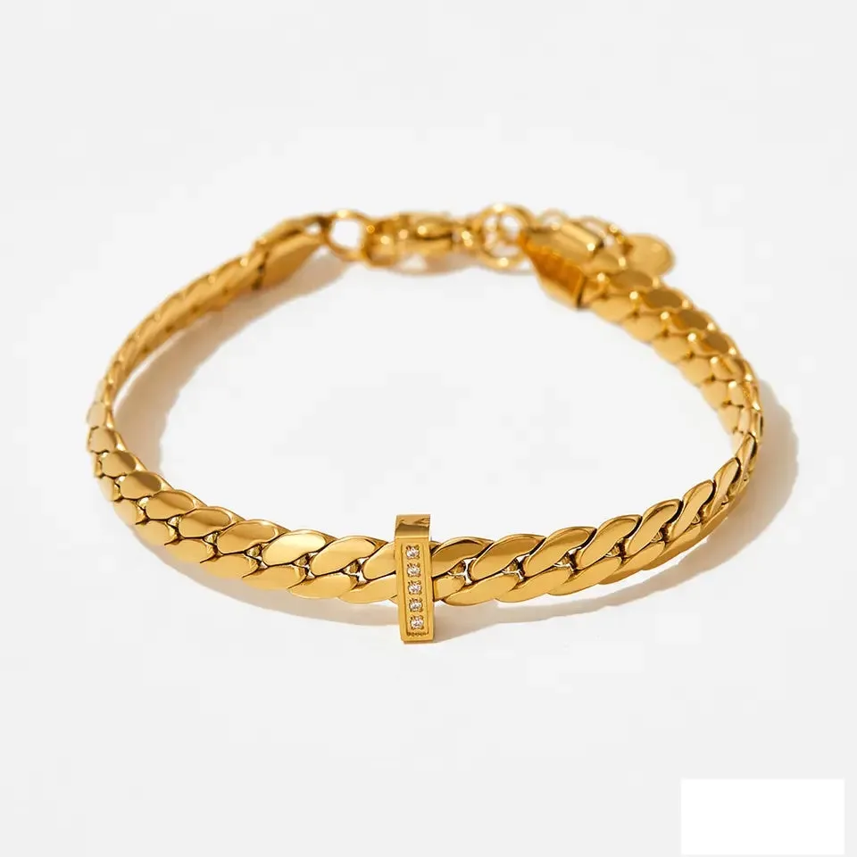 Chunky Cuban Chain Colorful Zircon Bracelet