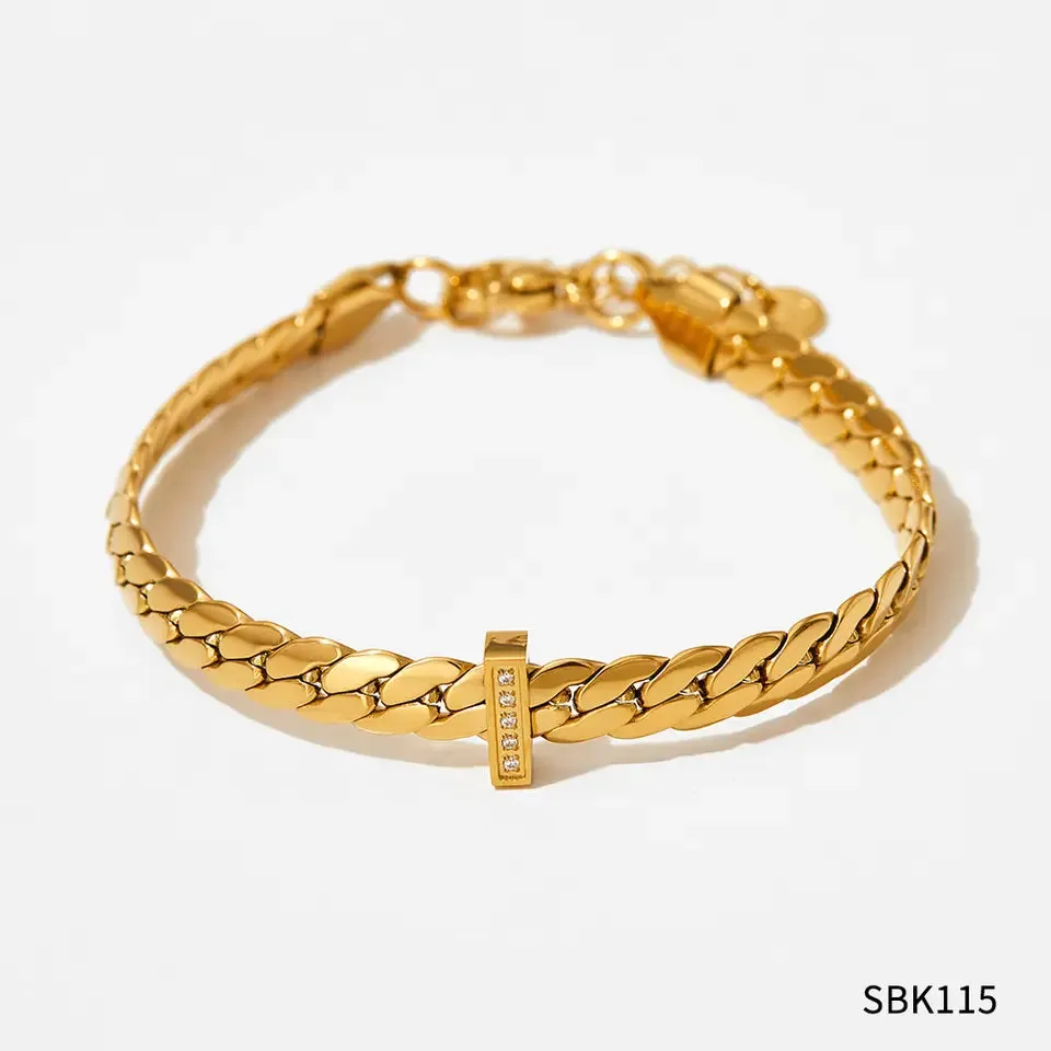 Chunky Cuban Chain Colorful Zircon Bracelet