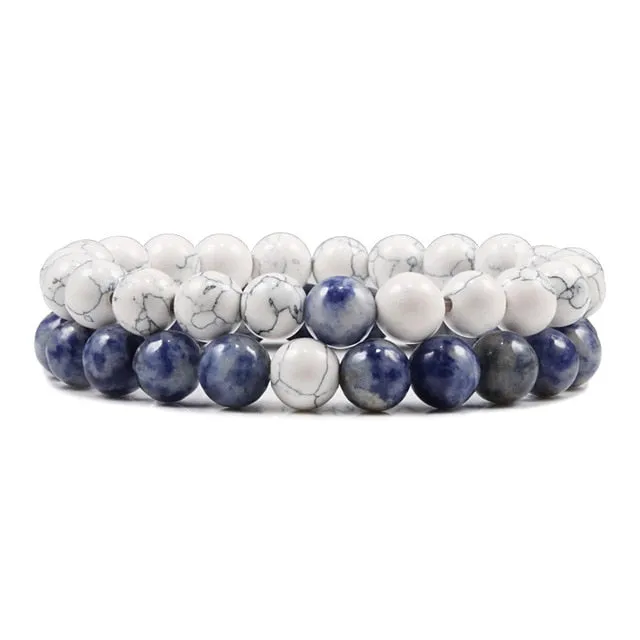 Couple Bead Bracelets Aquamarine