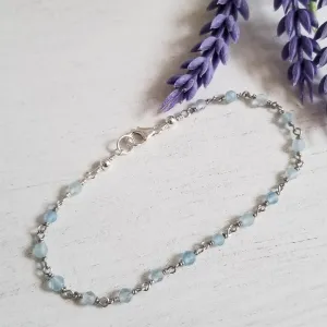 Dainty Aquamarine Beaded Bracelet