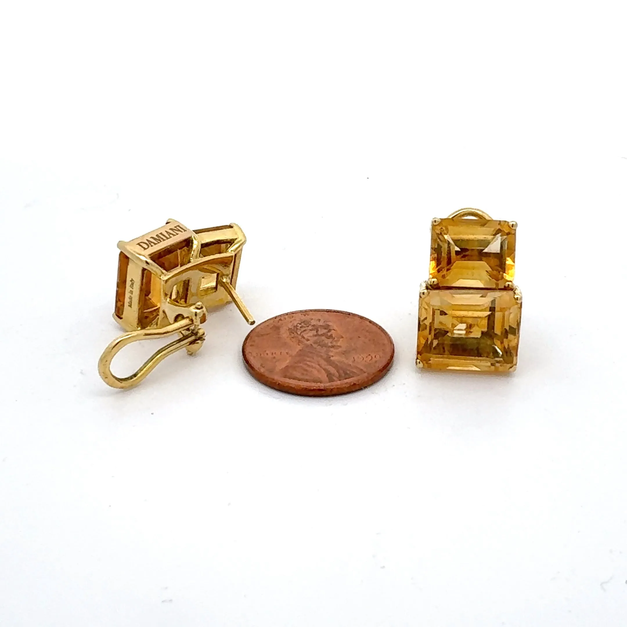 Estate Italian Designer Casa Damiani 13.86 cttw Citrine 18K Yellow Gold Earrings 14784