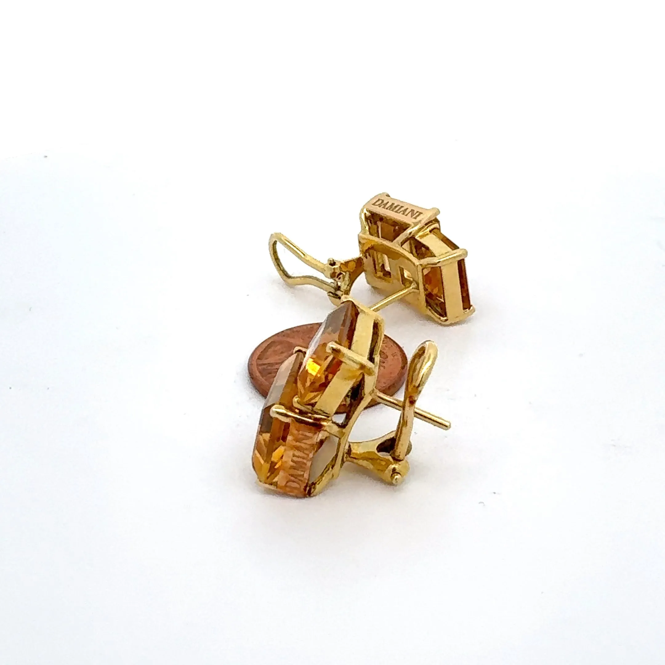 Estate Italian Designer Casa Damiani 13.86 cttw Citrine 18K Yellow Gold Earrings 14784