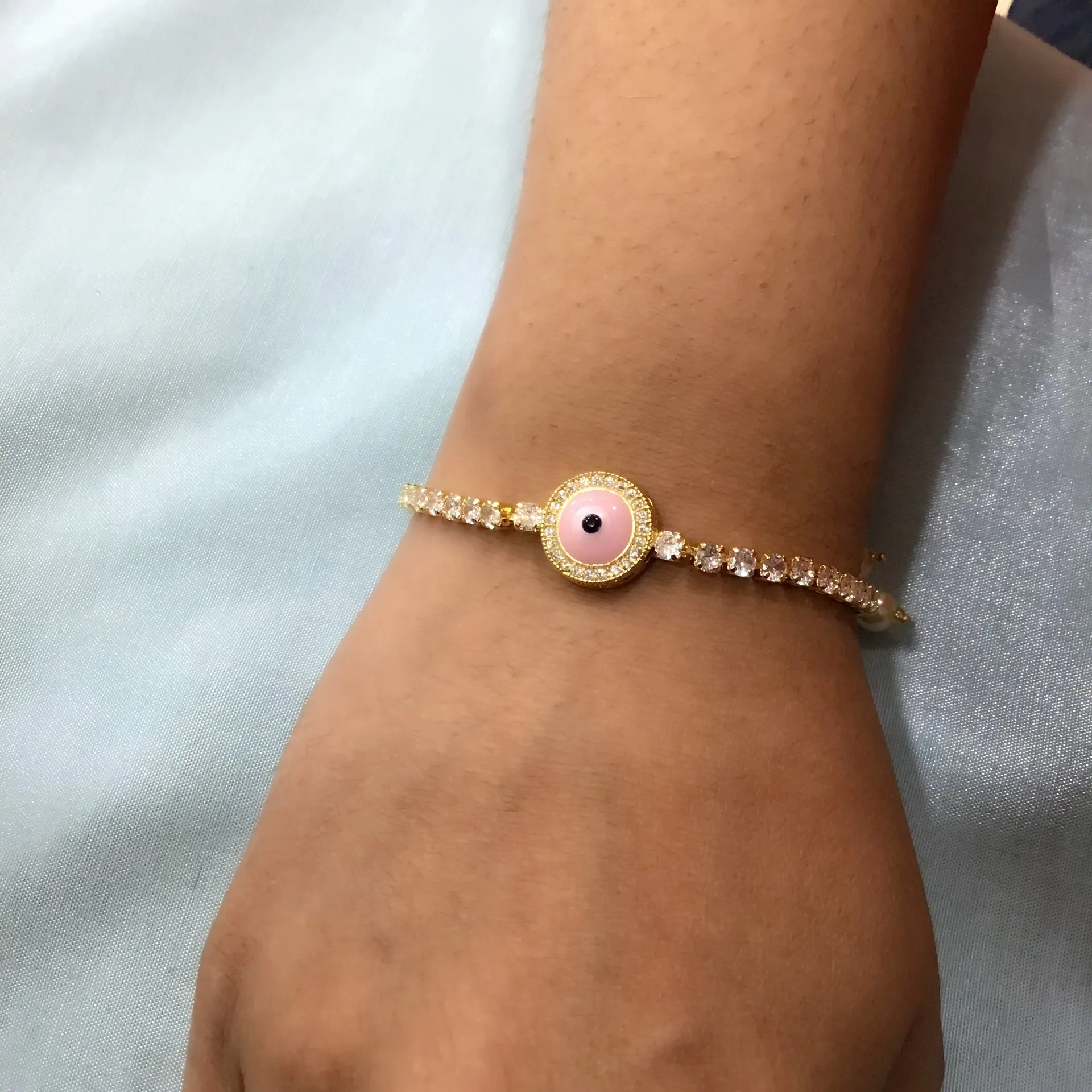 Evil Eye Zircon/AD Adjustable Bracelet 1279-31