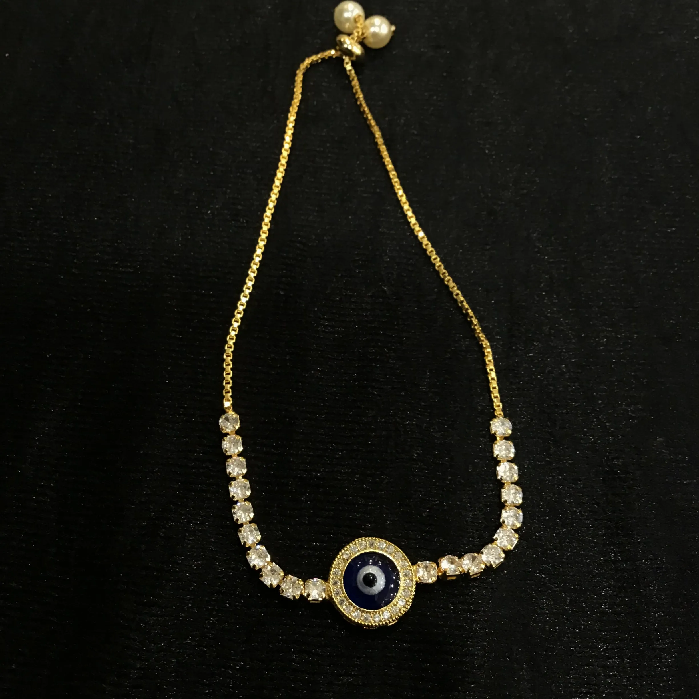 Evil Eye Zircon/AD Adjustable Bracelet 1279-31