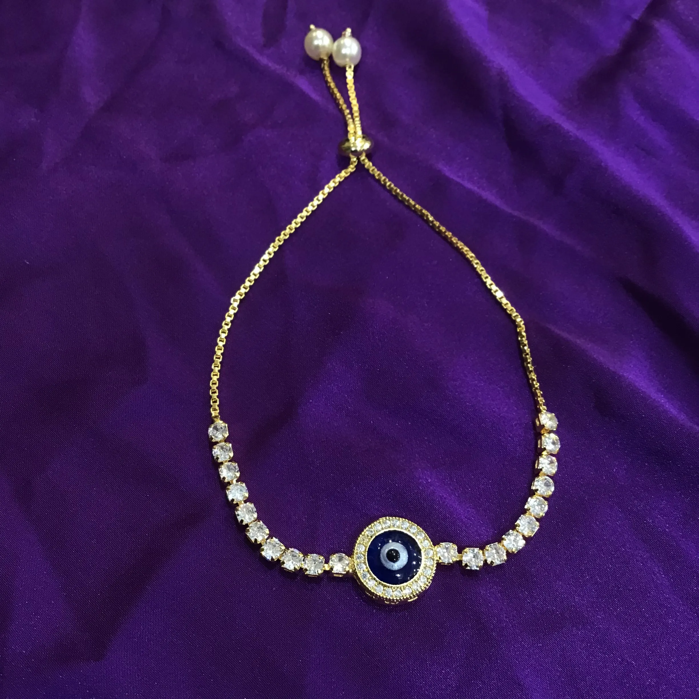 Evil Eye Zircon/AD Adjustable Bracelet 1279-31
