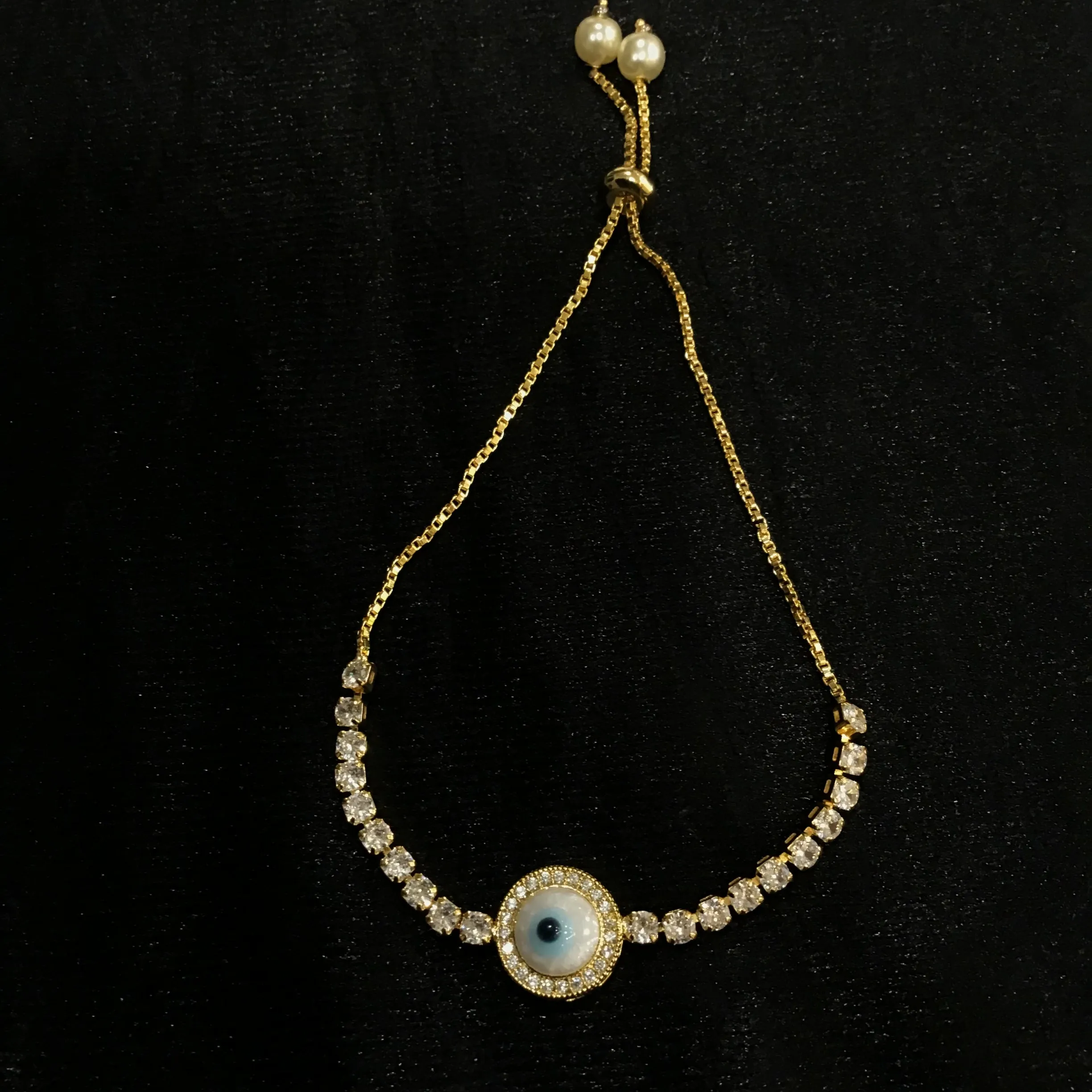 Evil Eye Zircon/AD Adjustable Bracelet 1279-31
