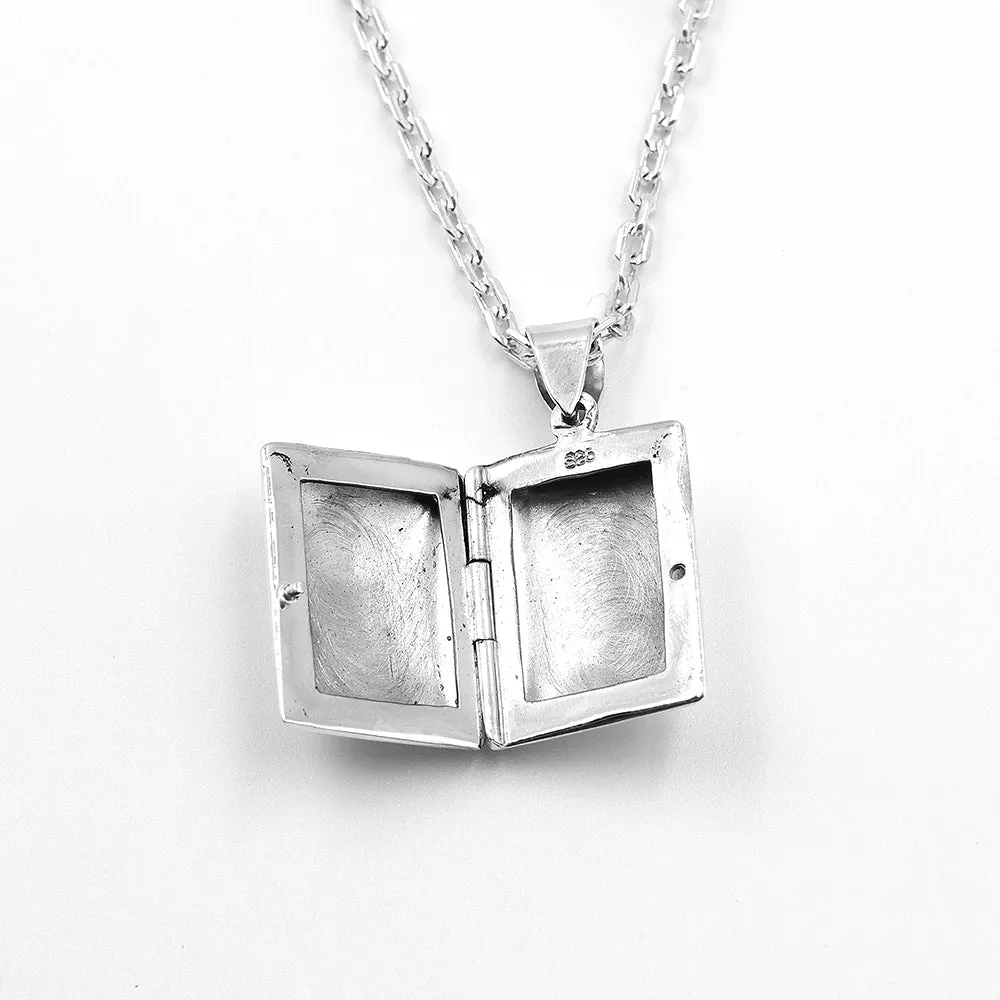Flower Rectangular Silver Locket Pendant