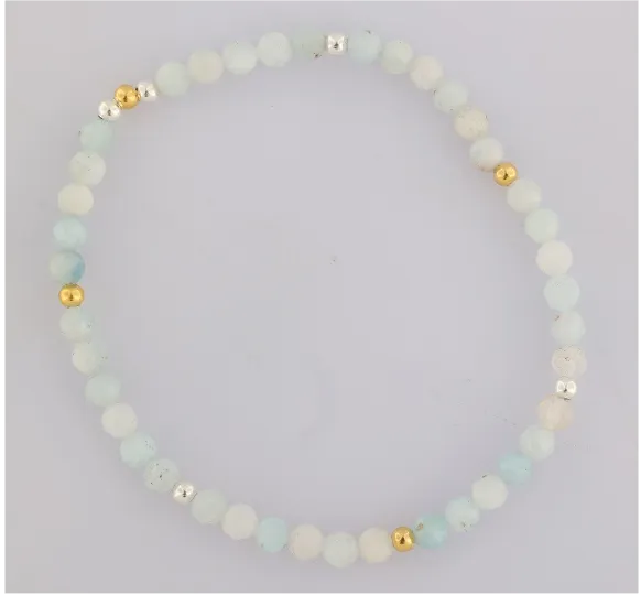 GEM-Bracelet -  Milky Aquamarine Facet (4-4.5mm)