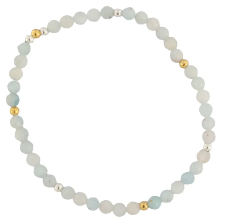 GEM-Bracelet -  Milky Aquamarine Facet (4-4.5mm)