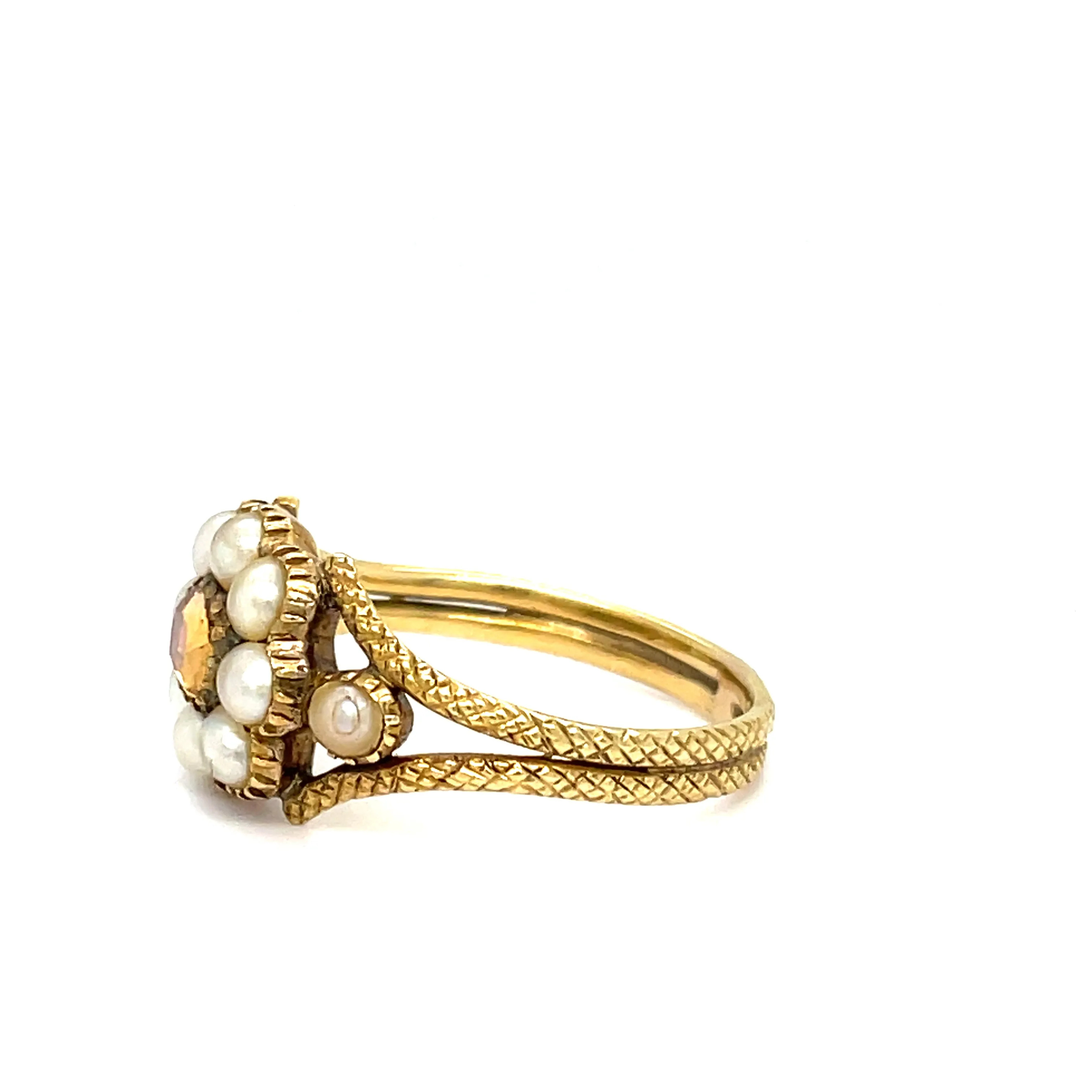 Georgian Topaz and Pearl Mourning Ring